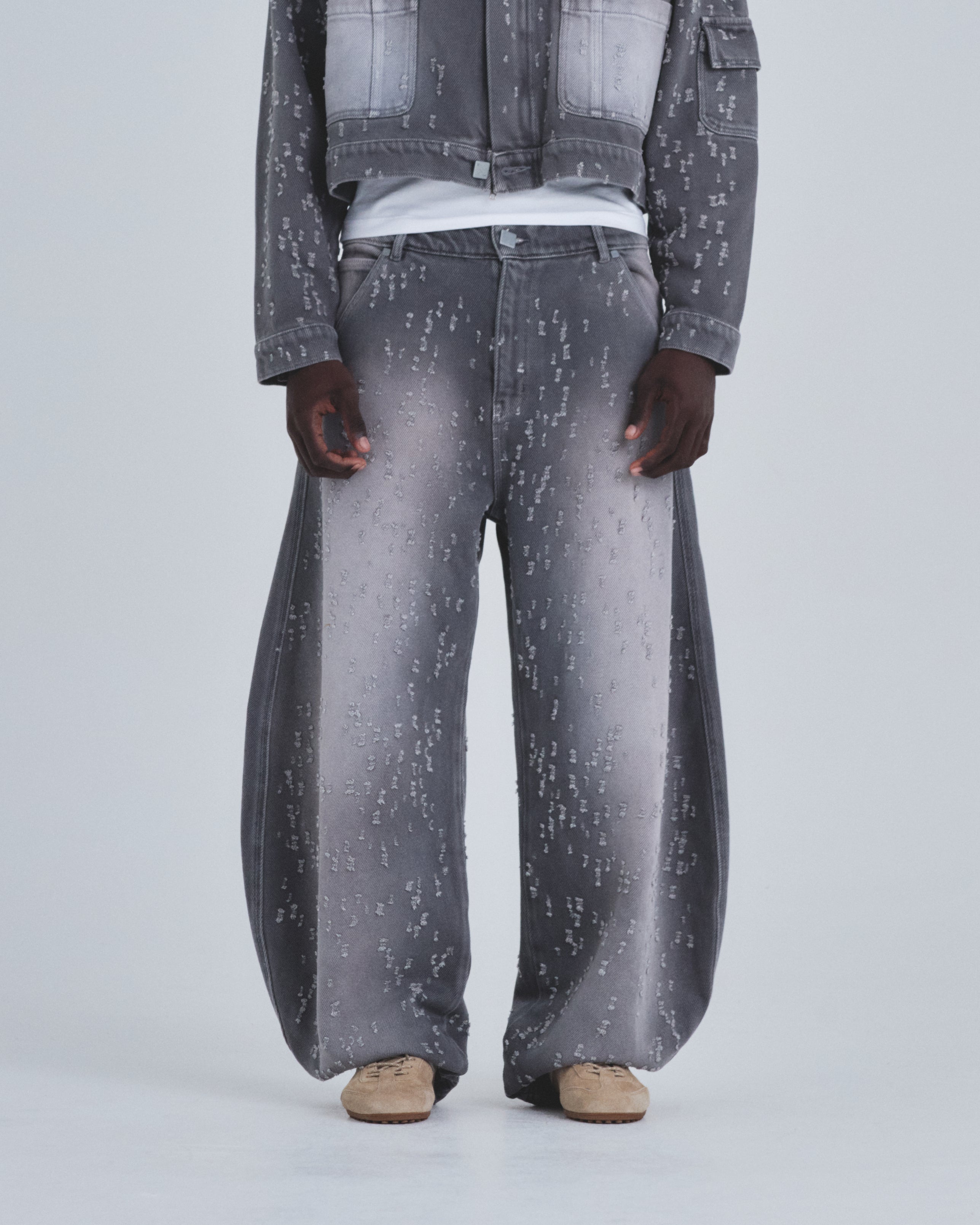 Holy State UNDRGLD Ripped Barrel Jeans Washed Gray