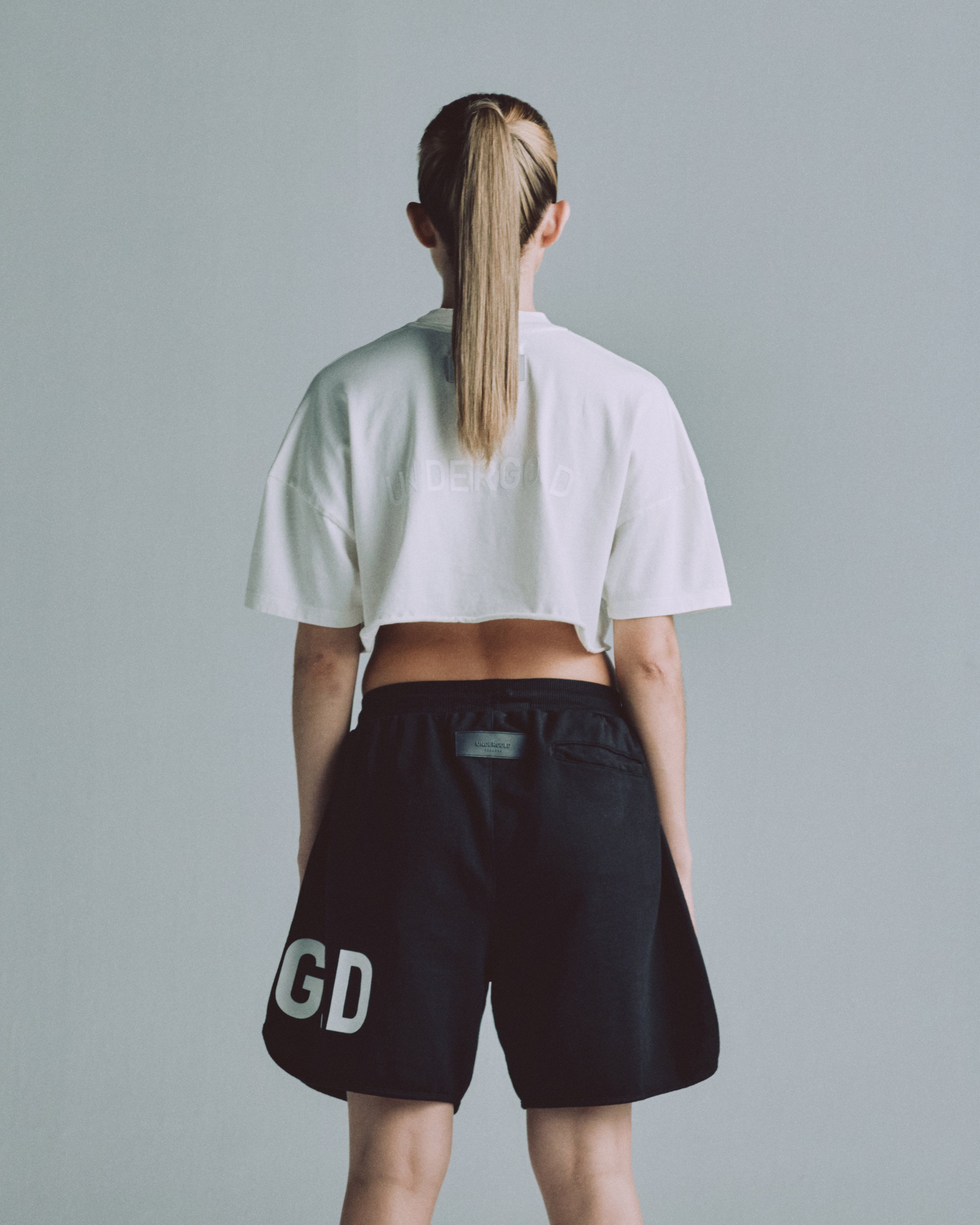 Line Logo Crop Top White