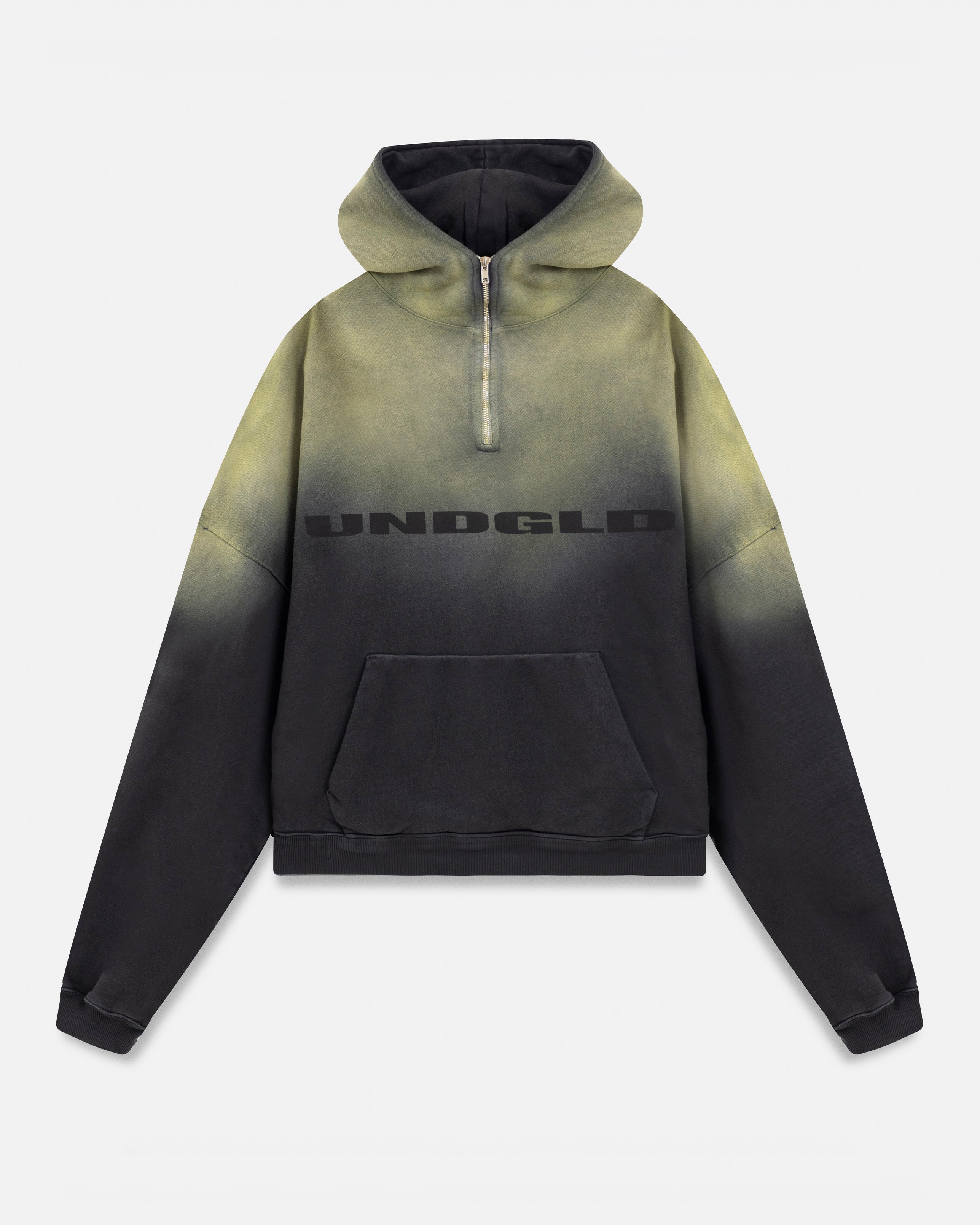Holy State UNDGLD Half Zip Up Boxy Fit Hoodie Black / Yellow