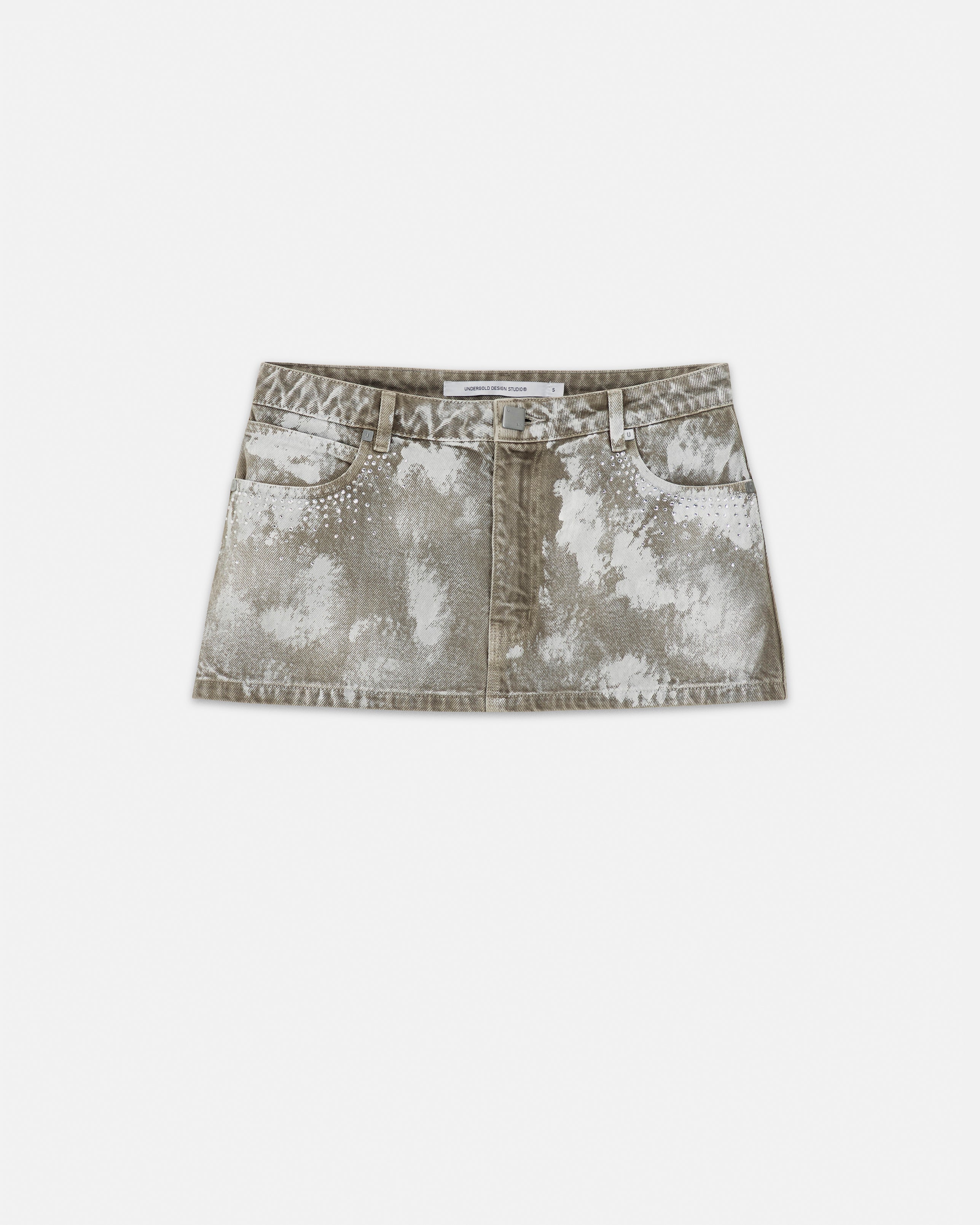 W 94' Worn Logo Mini Skirt Smoke Gray