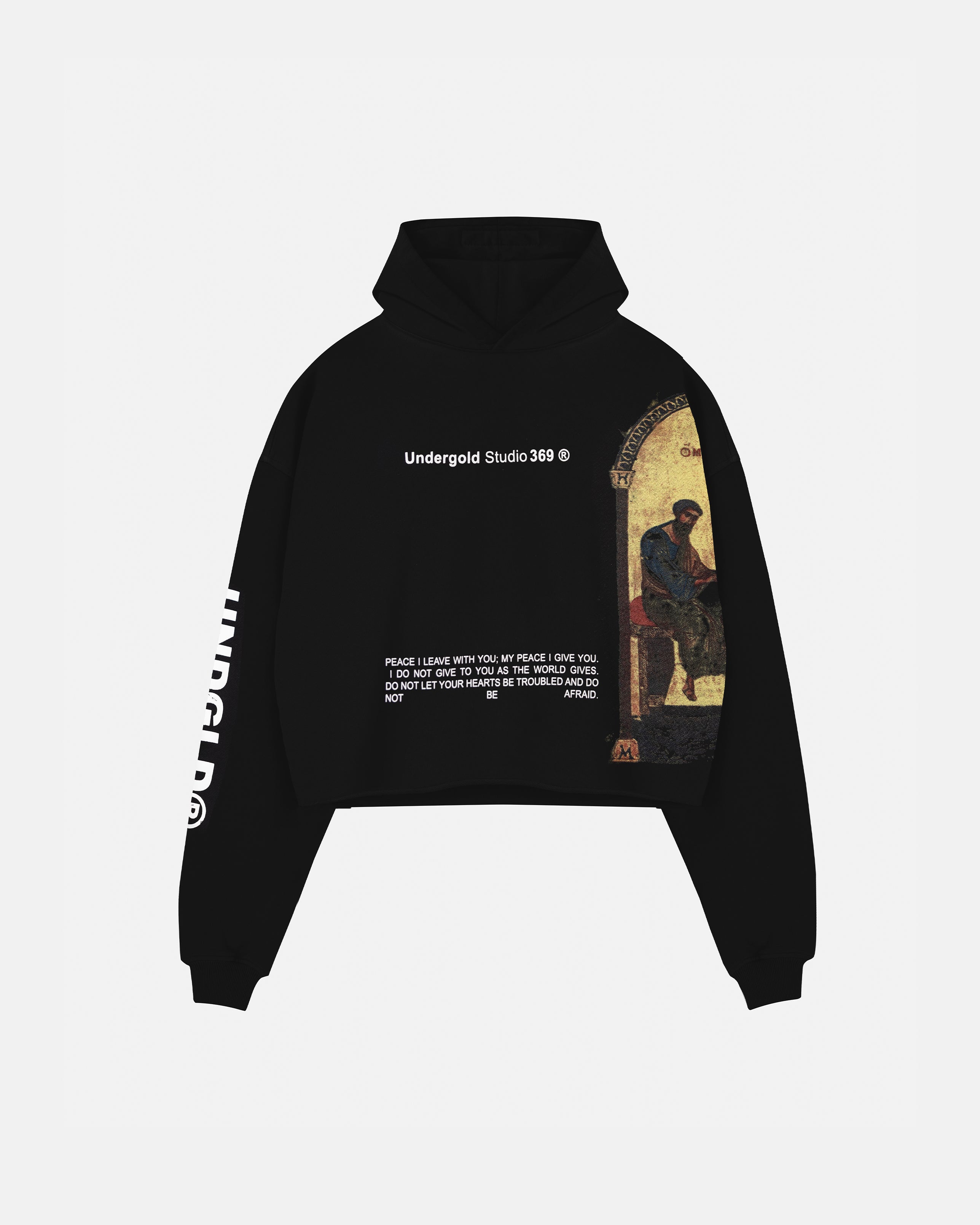 Gratia Plena Saint Matthew Cropped Hoodie Black