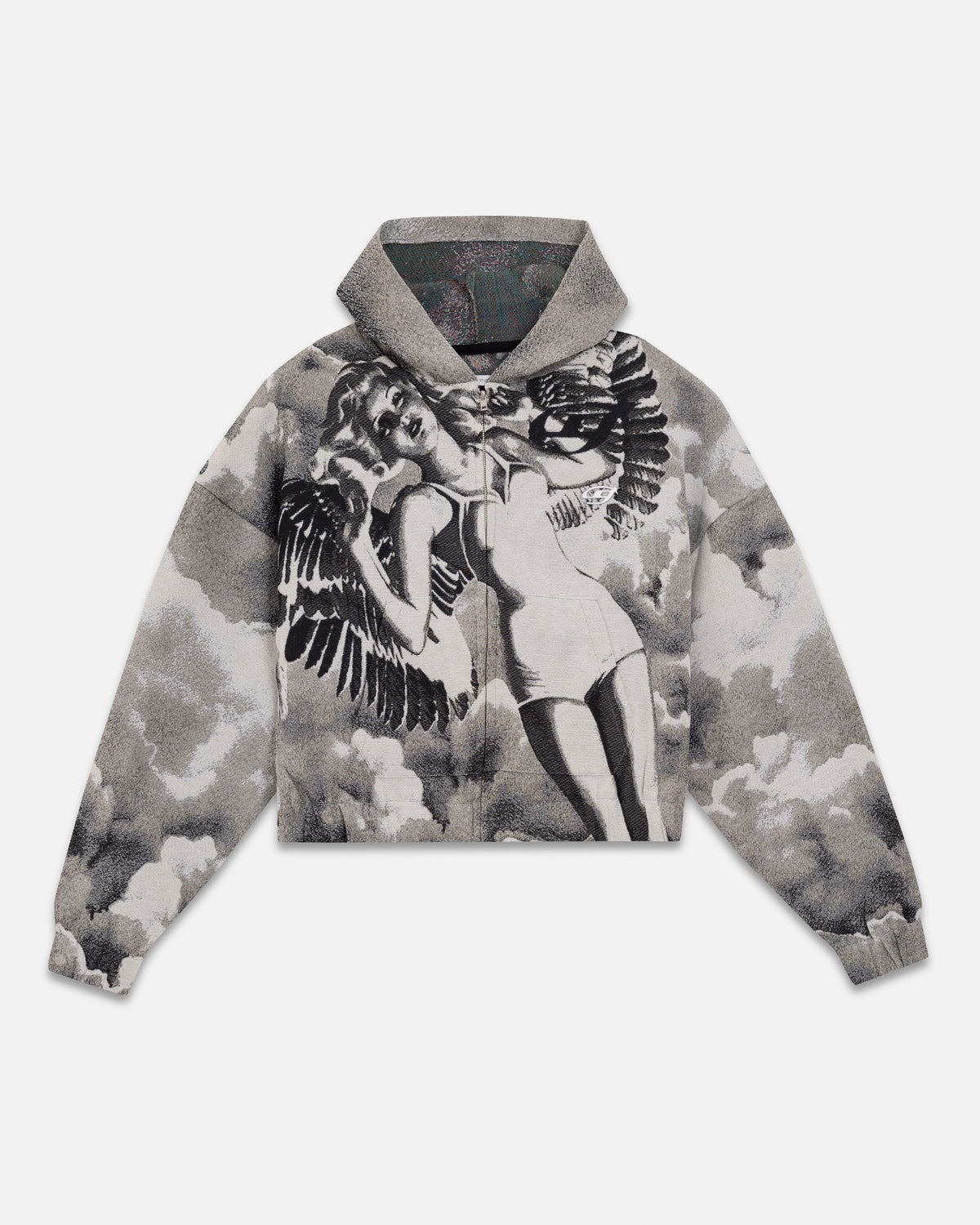 Pilgrimage Pulp Angel Knit Zip Up Hoodie Angel Pattern