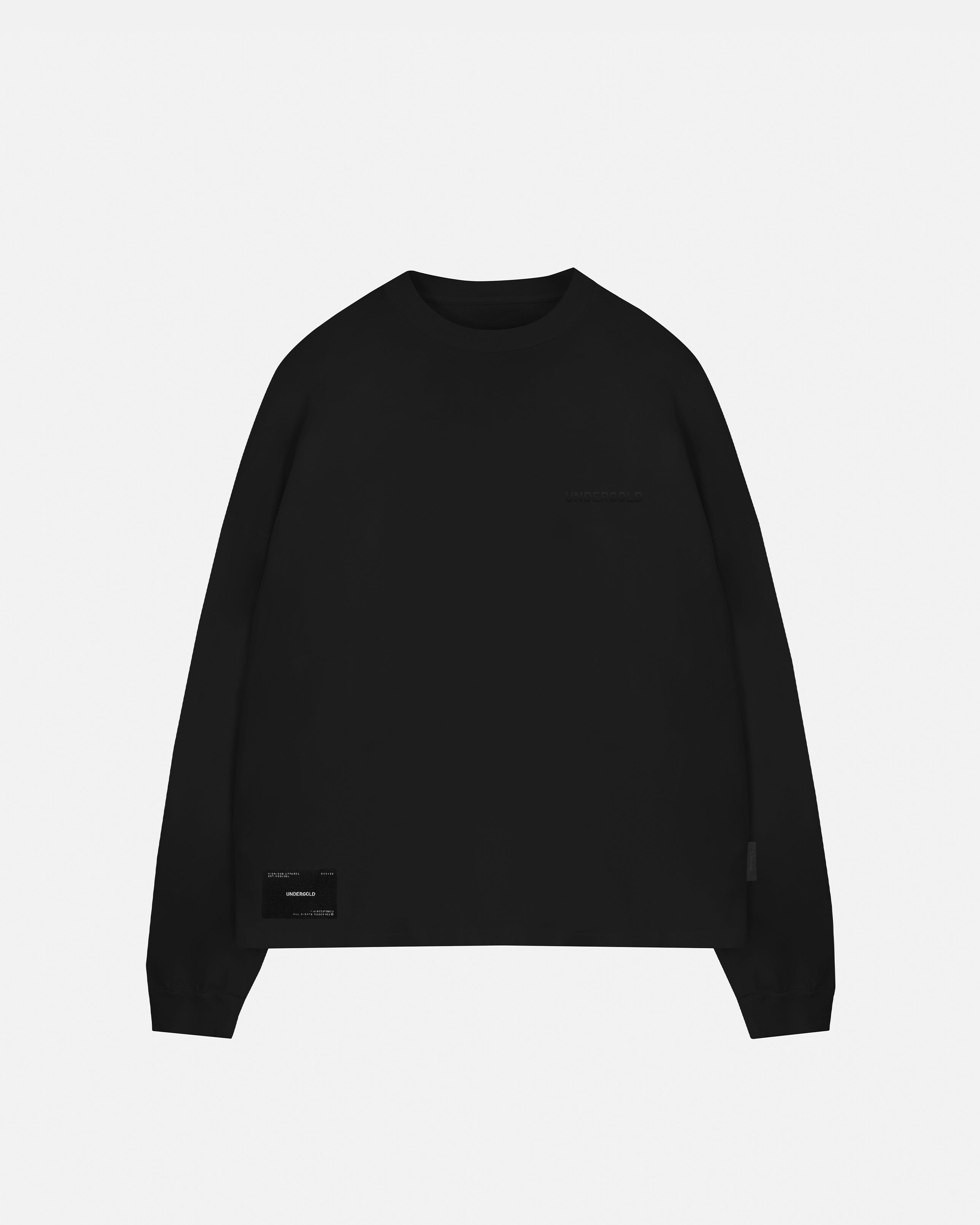 Line Logo Long Sleeve Boxy Fit Tshirt Black