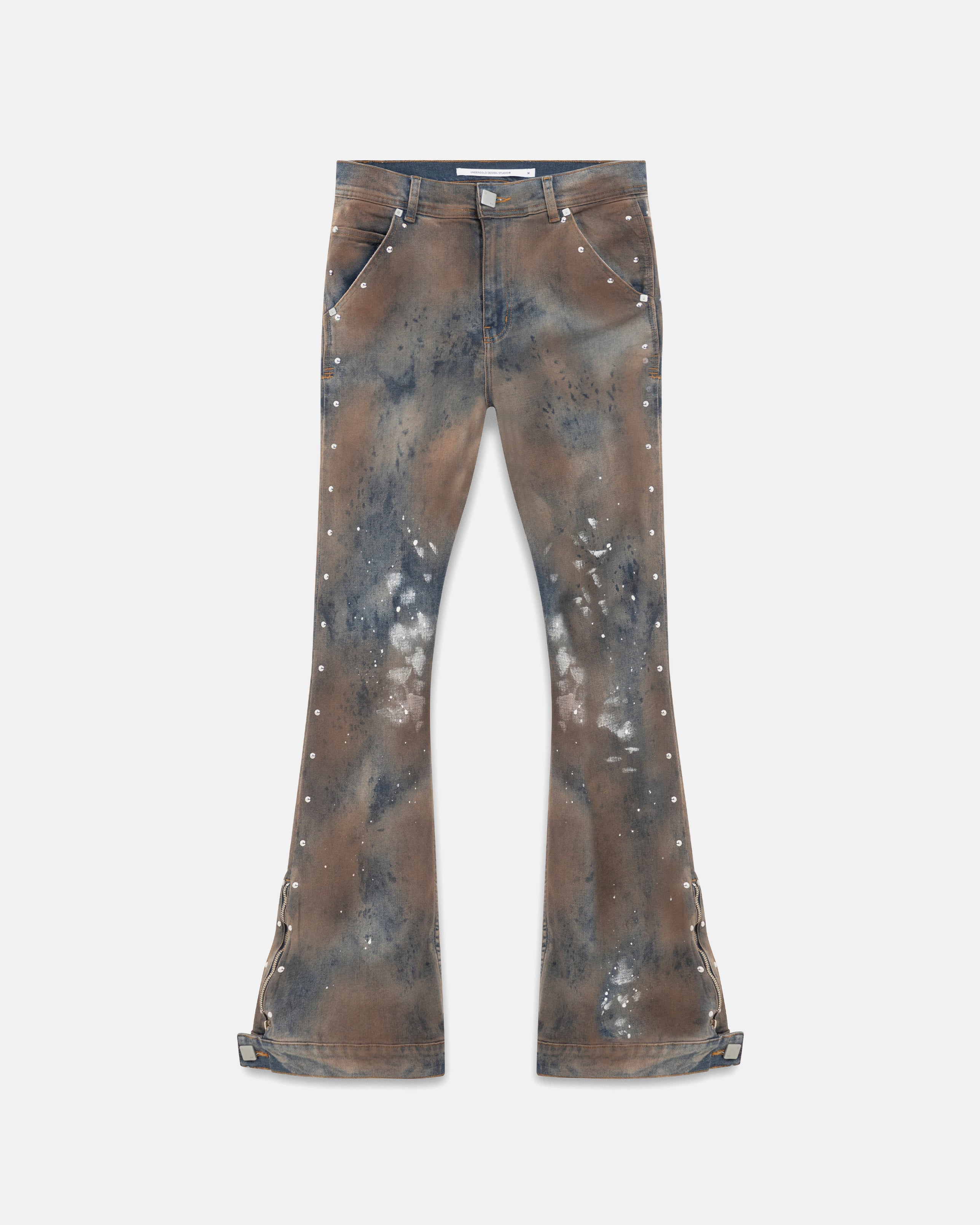94' Riveted Painted Flare Jeans Gothic Blue