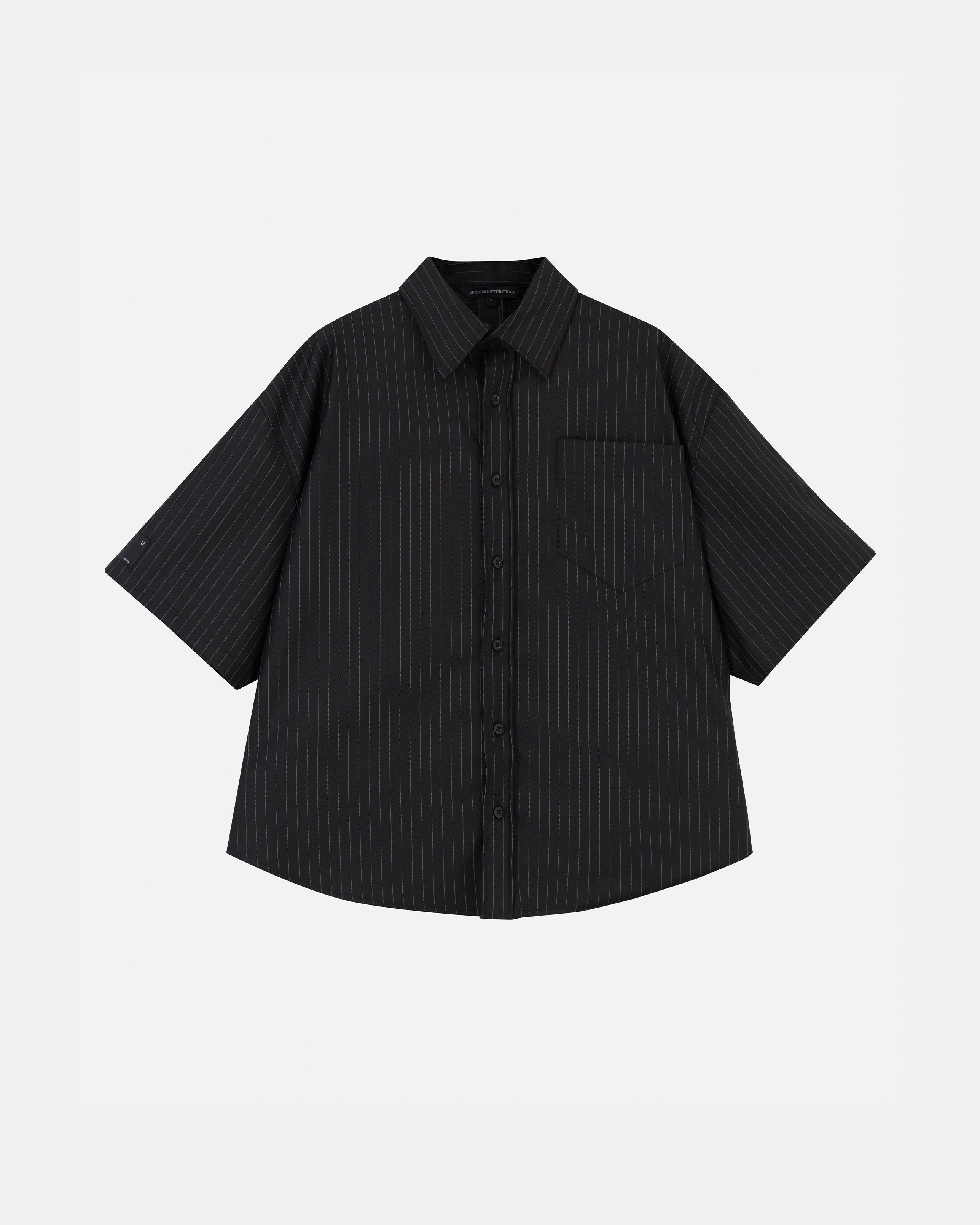 The Path Monogram Boxy Fit Shirt Black / Chalk Line