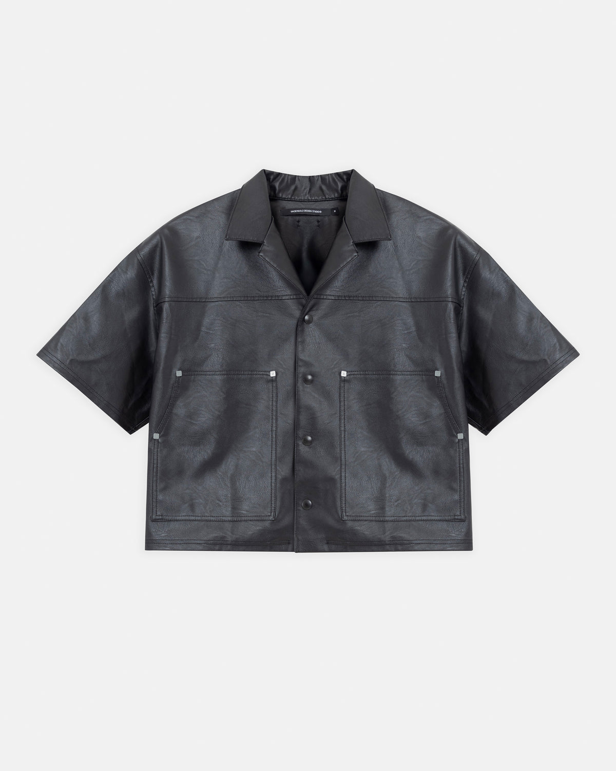 Capsule Basic Pleather Boxy Fit Shirt Black