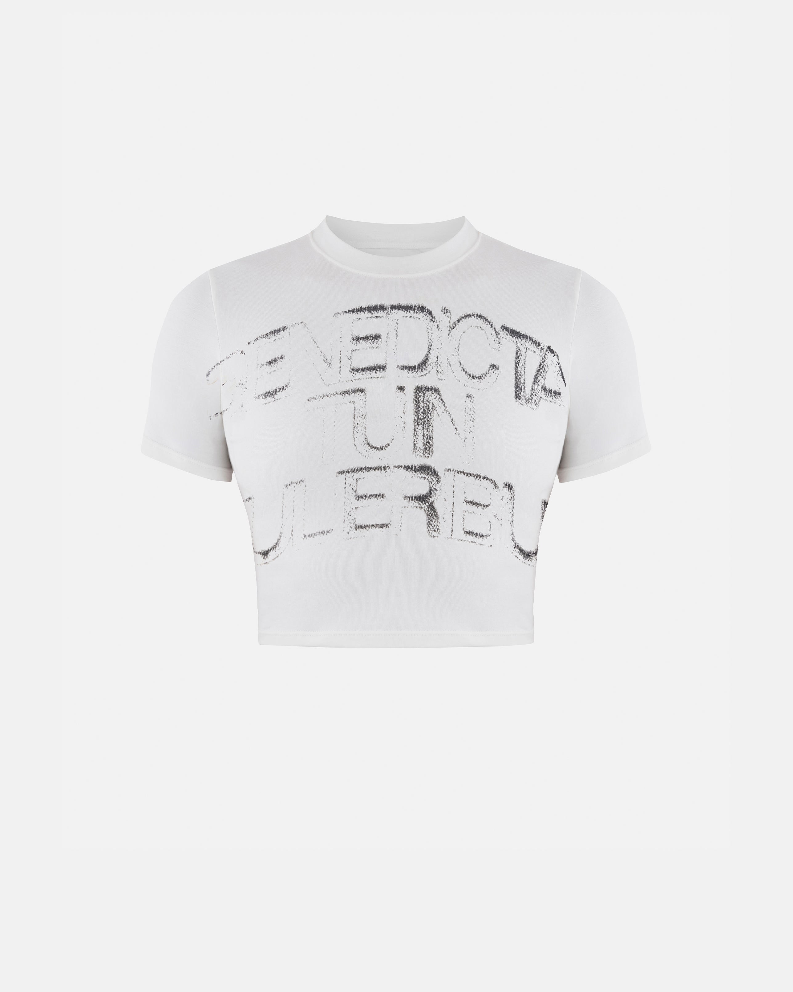 Gratia Plena Benedicta Baby Tee White