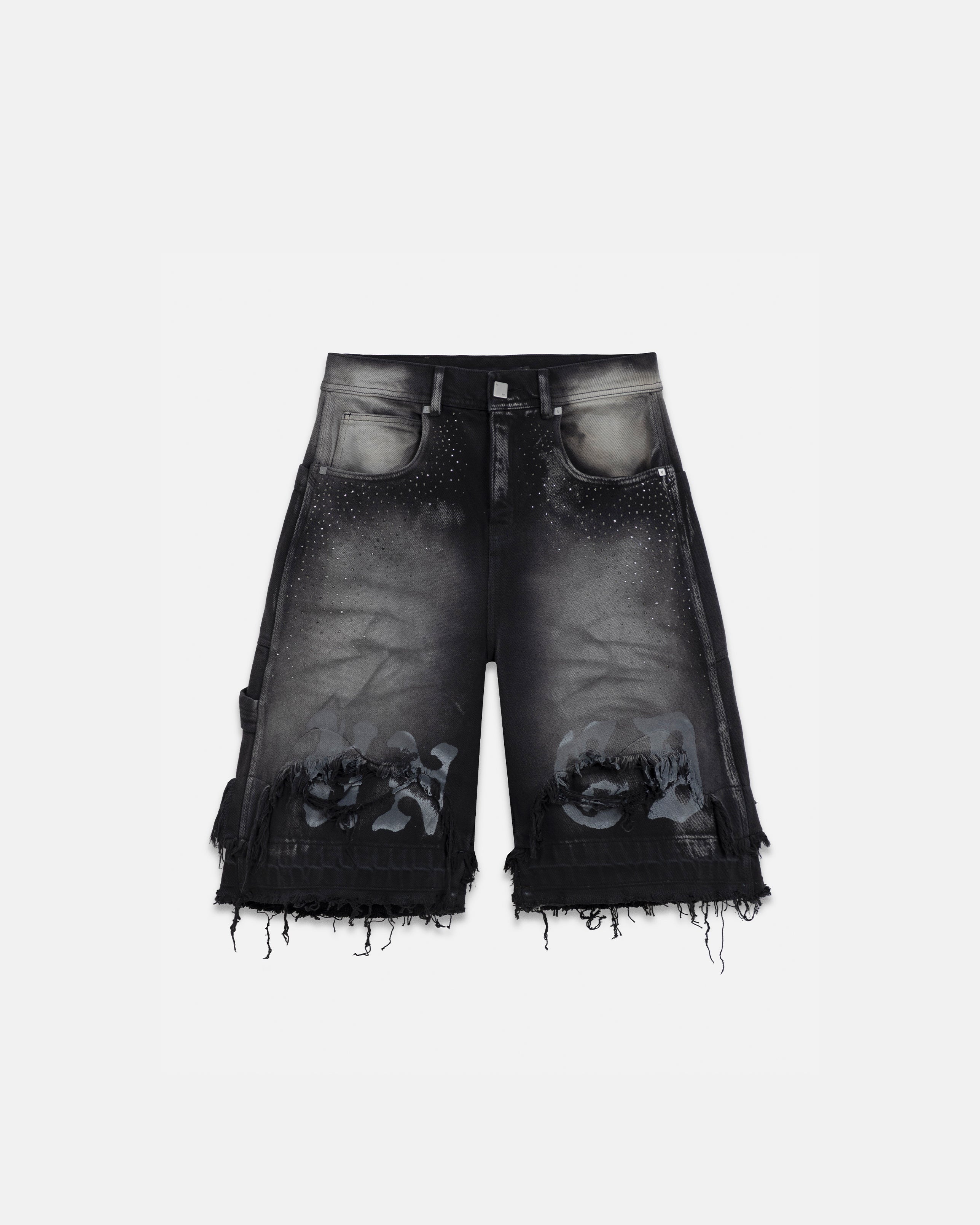 94' UNDRGLD Double Destroyed Jorts Vintage Gray