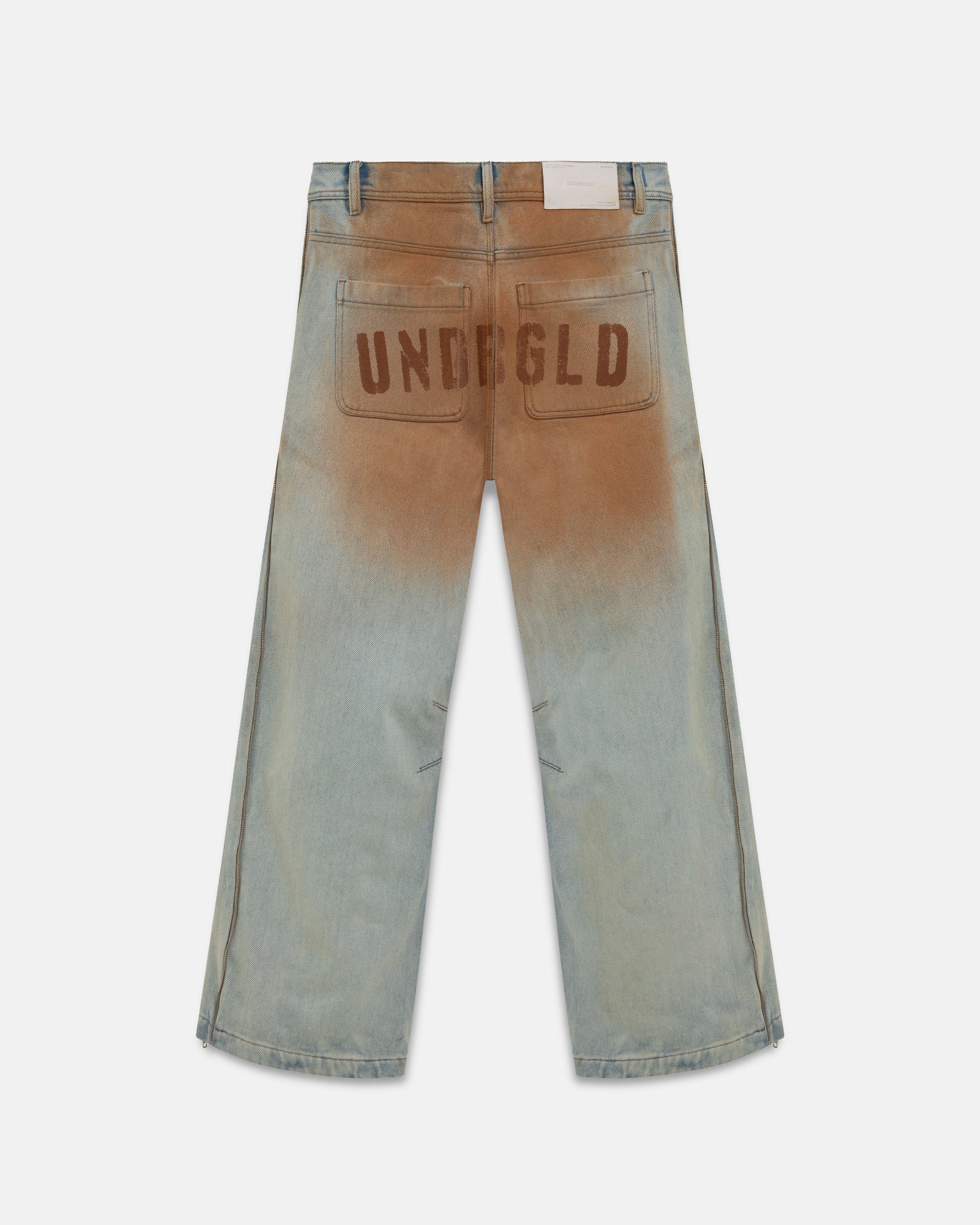 Spring UNDRGLD Zip Up Wide Jeans Brown