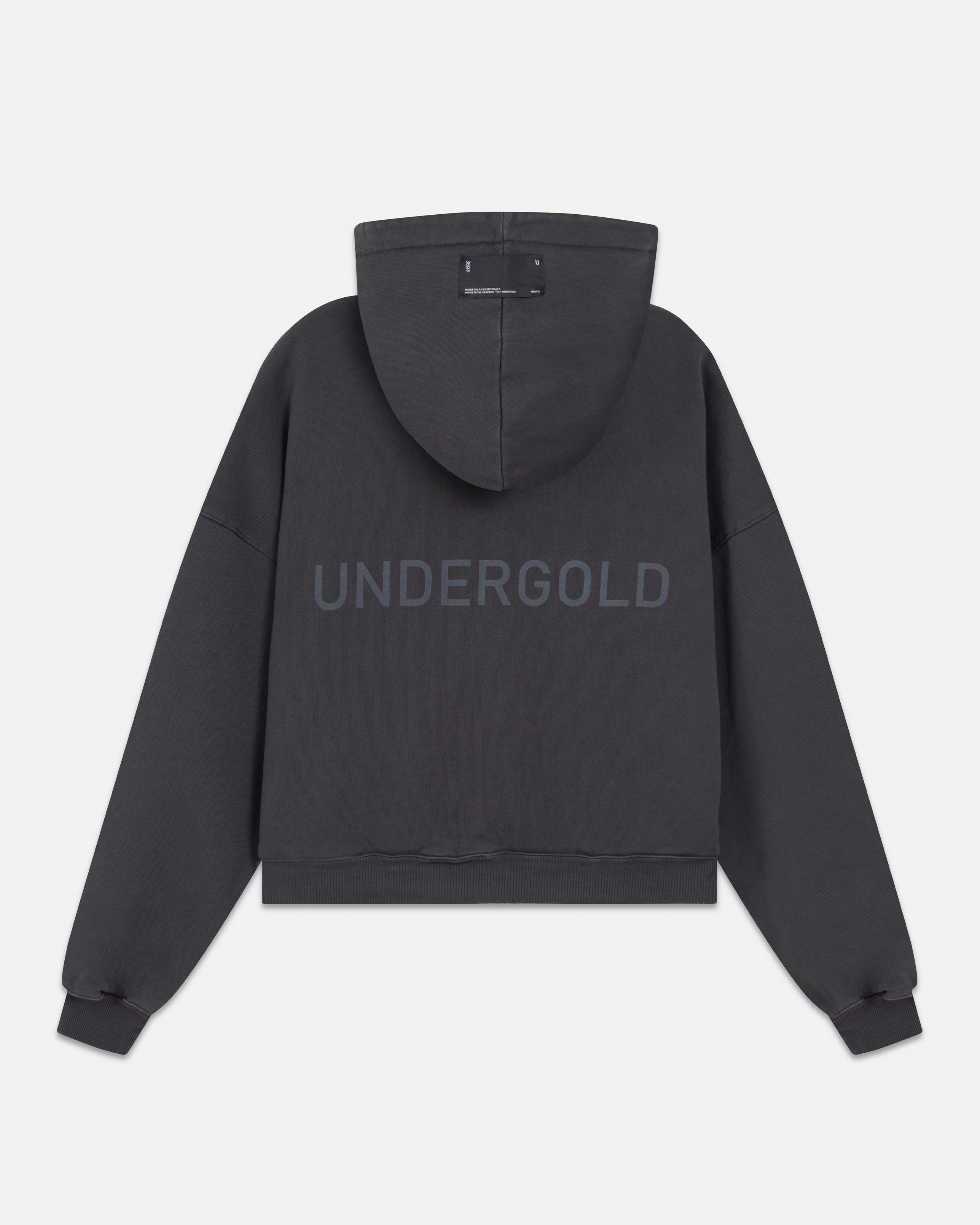 Line Basic Boxy Fit Zip Up Hoodie Dark Gray