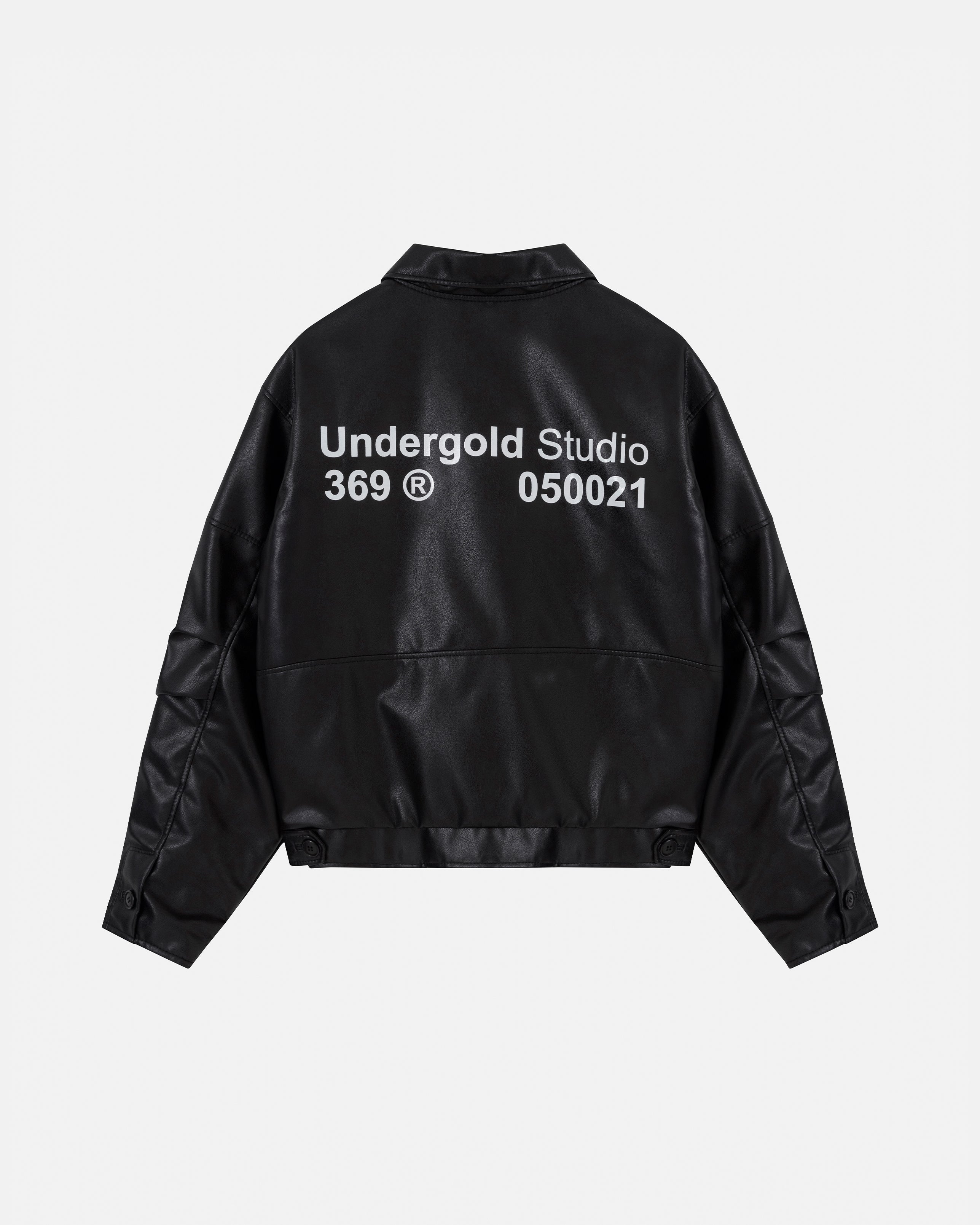 Basics Undergold Studio Leather Boxy Fit Jacket Black