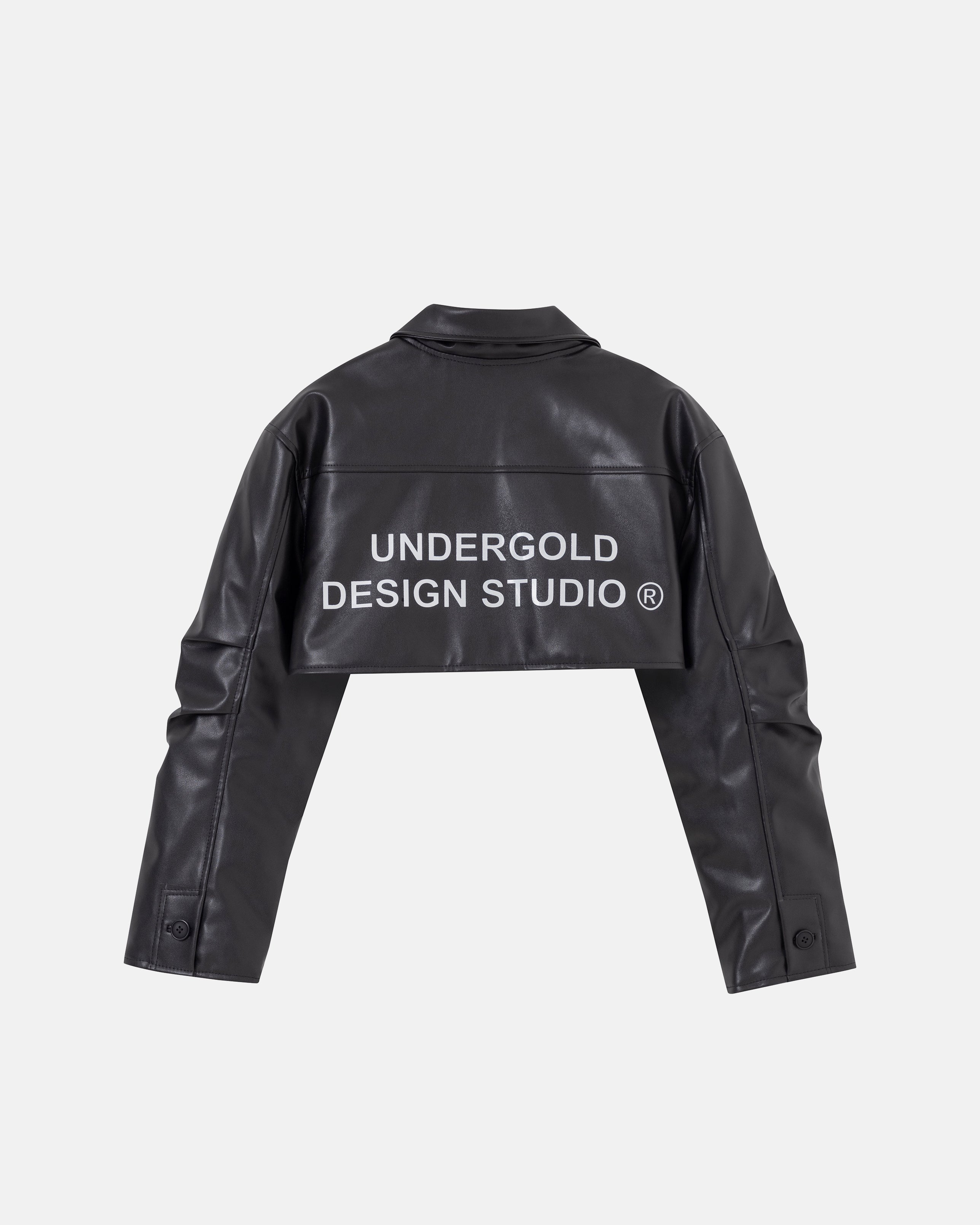 W Basics Undergold Design Studio Cropped Leather Jacket Black