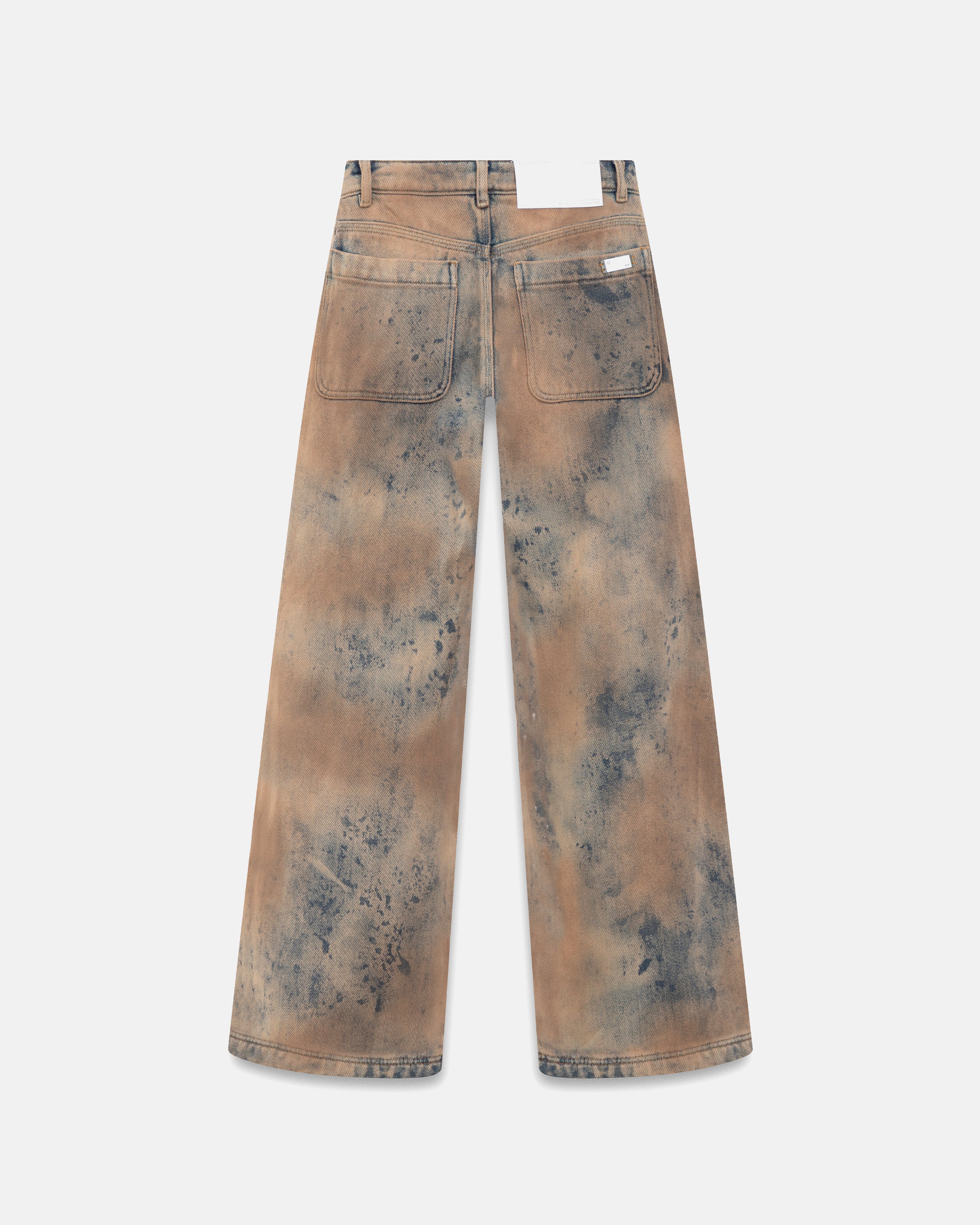 W 94' Riveted Painted Wide Jeans Gothic Blue