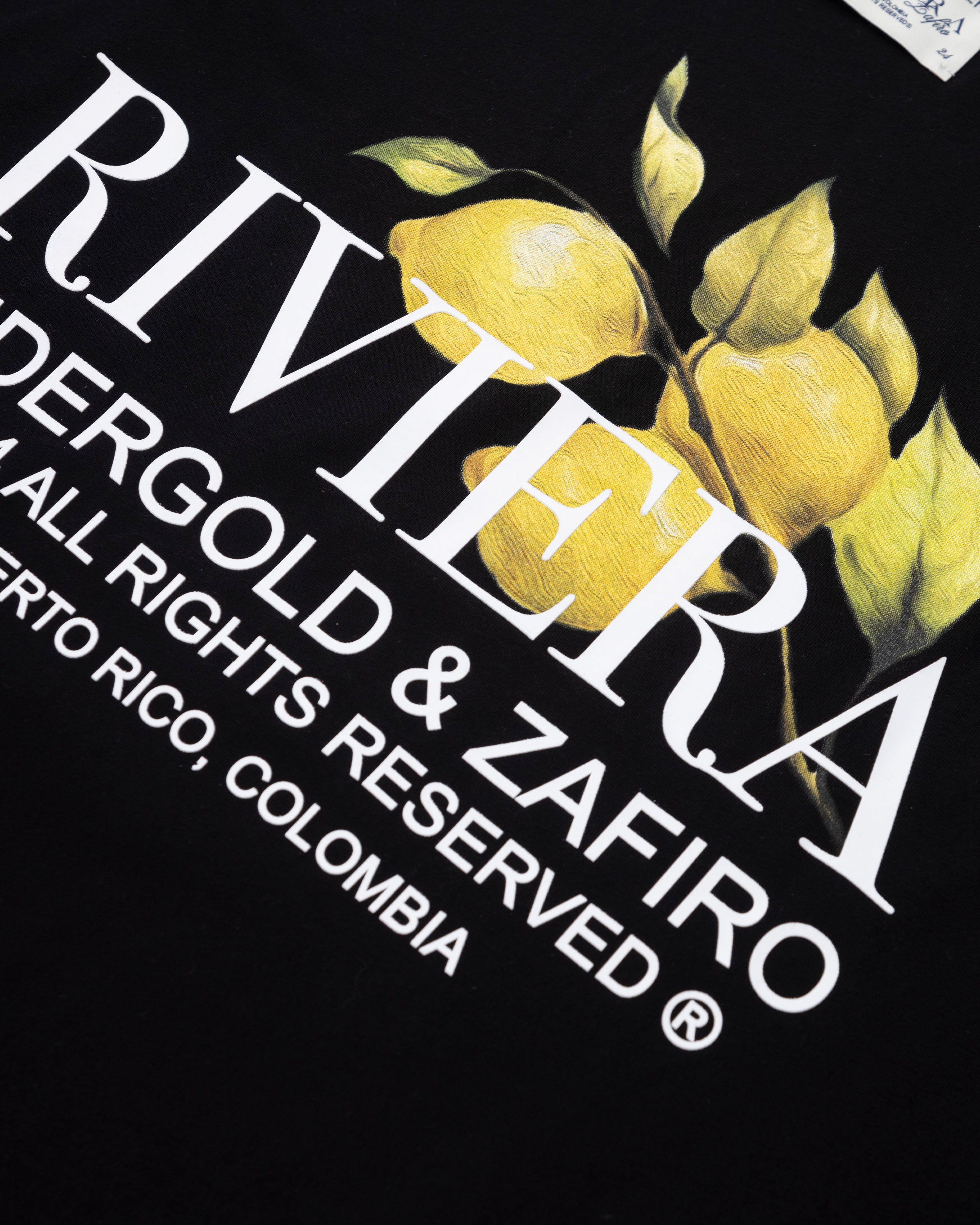 Riviera Lemon Tree Slim Fit Zip-Up Cropped Hoodie Black
