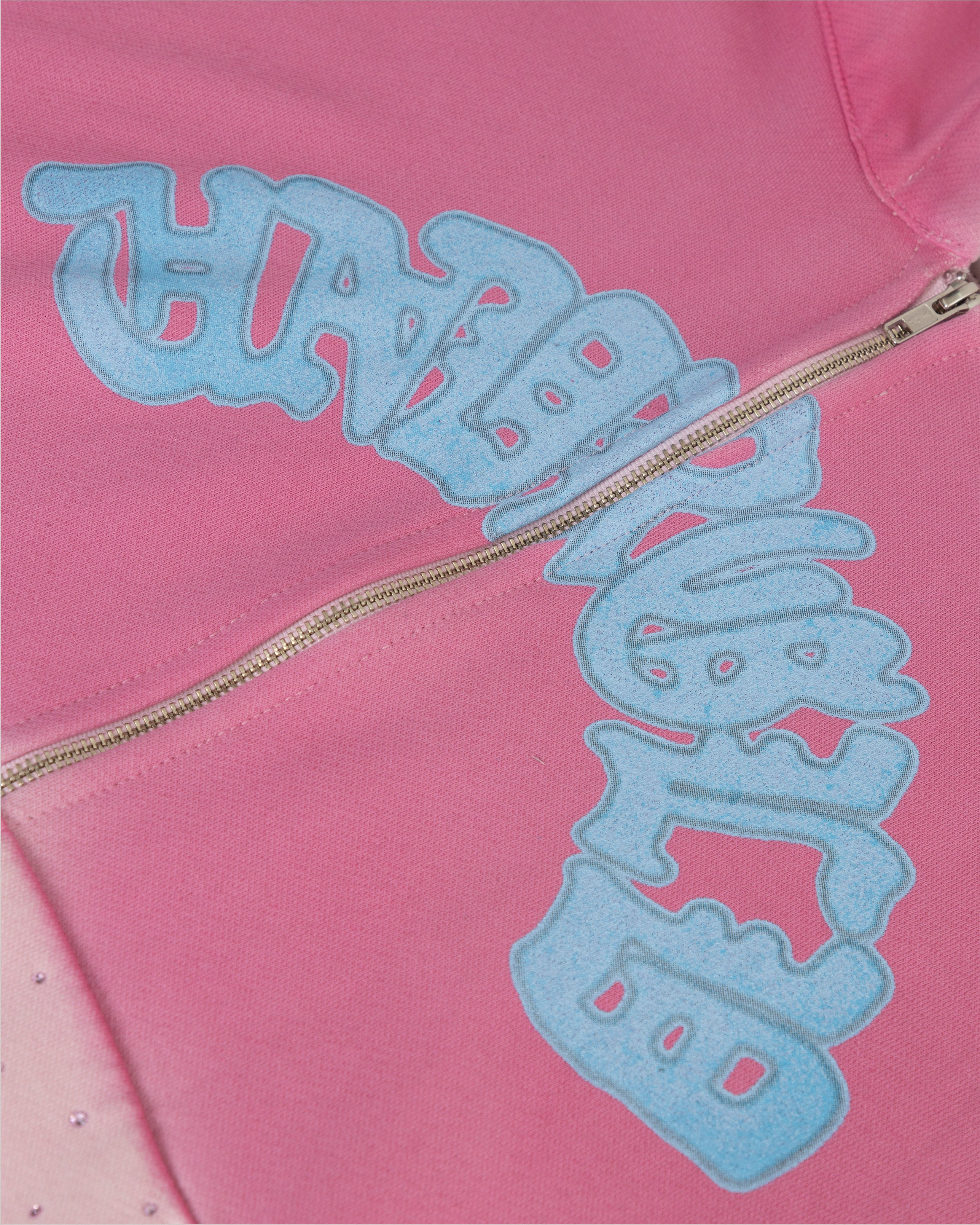Holy State UNDRGLD Zip Up Boxy Fit Hoodie Faded Pink