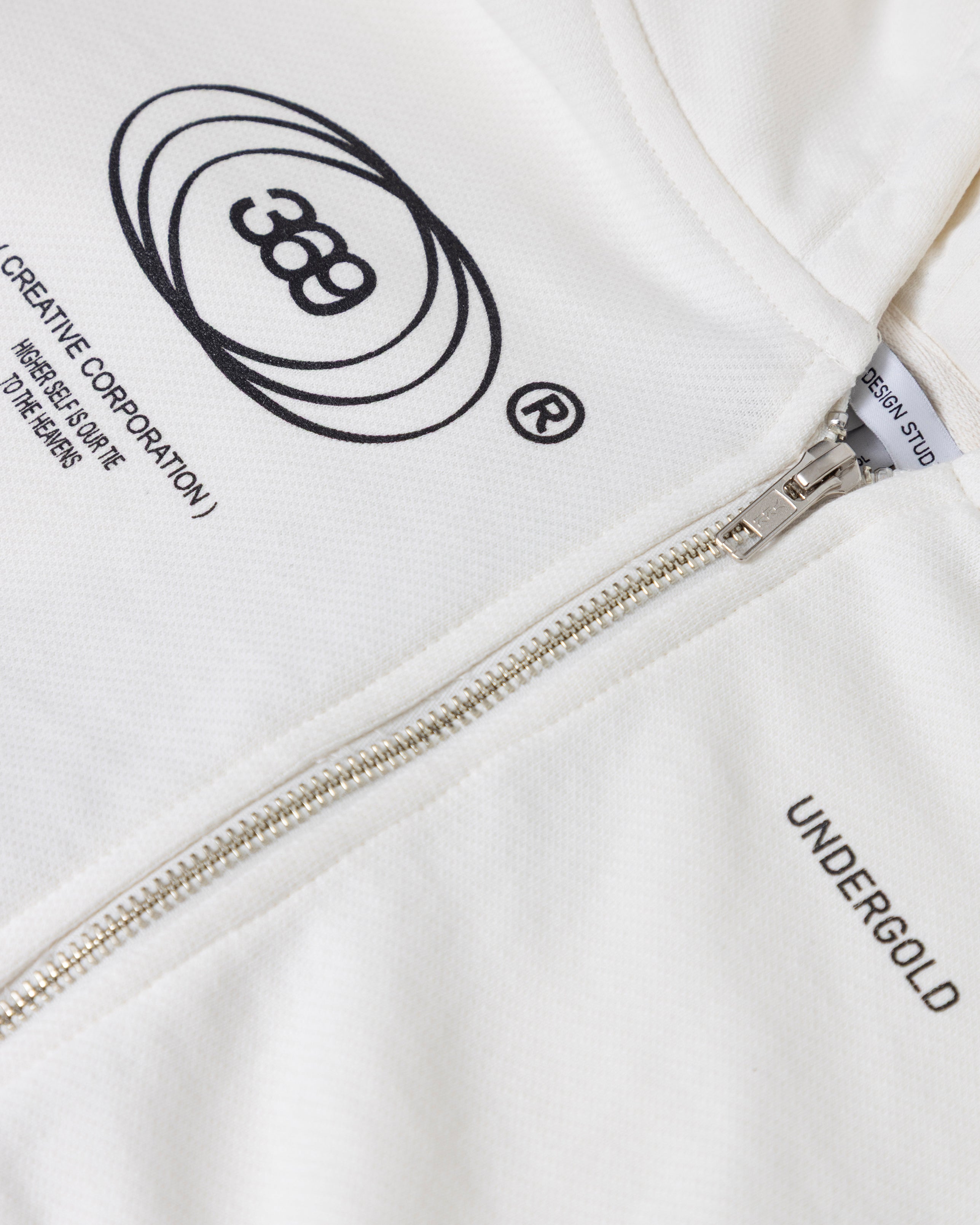 W Golden Heritage Slim Fit Zip Up Cropped Hoodie White