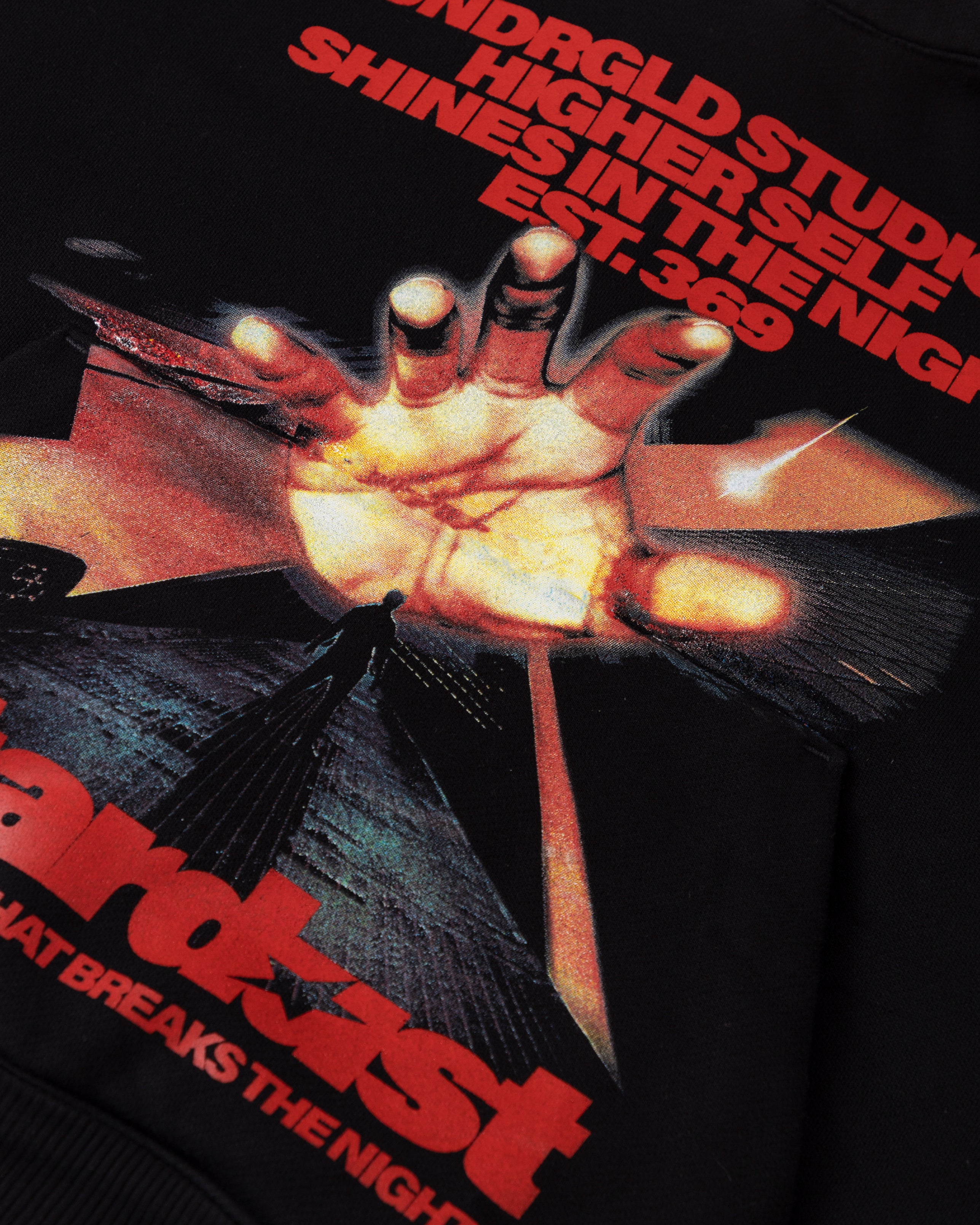 W Stardust Rush Boxy Fit Hoodie Black