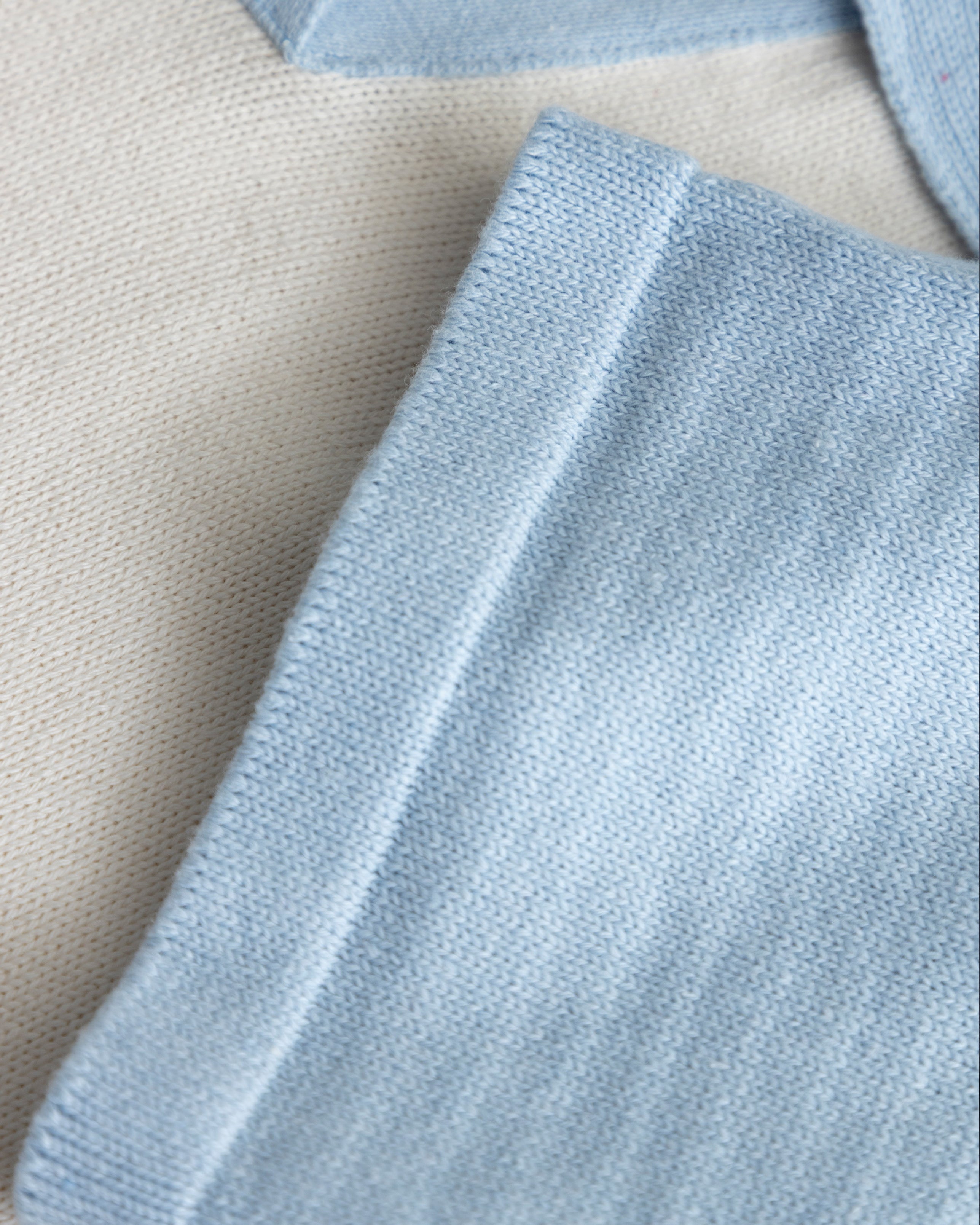 W Basic Knitted Polo Shirt White/Blue