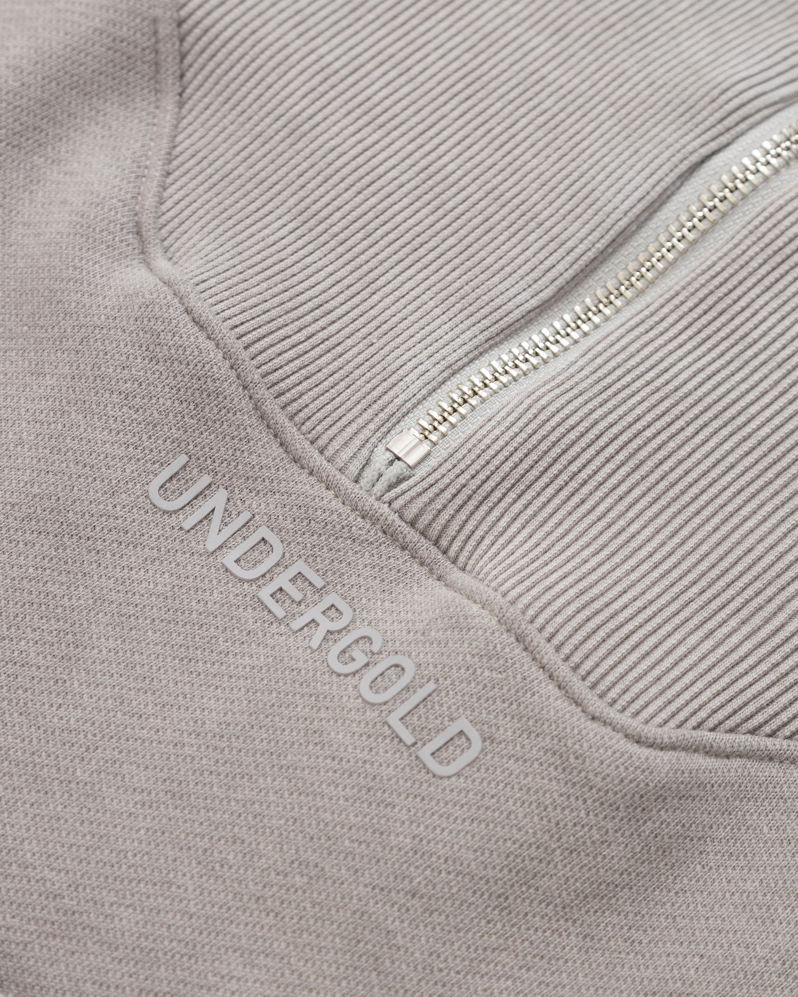 Line Logo Cropped Zip up Crewneck Washed Gray