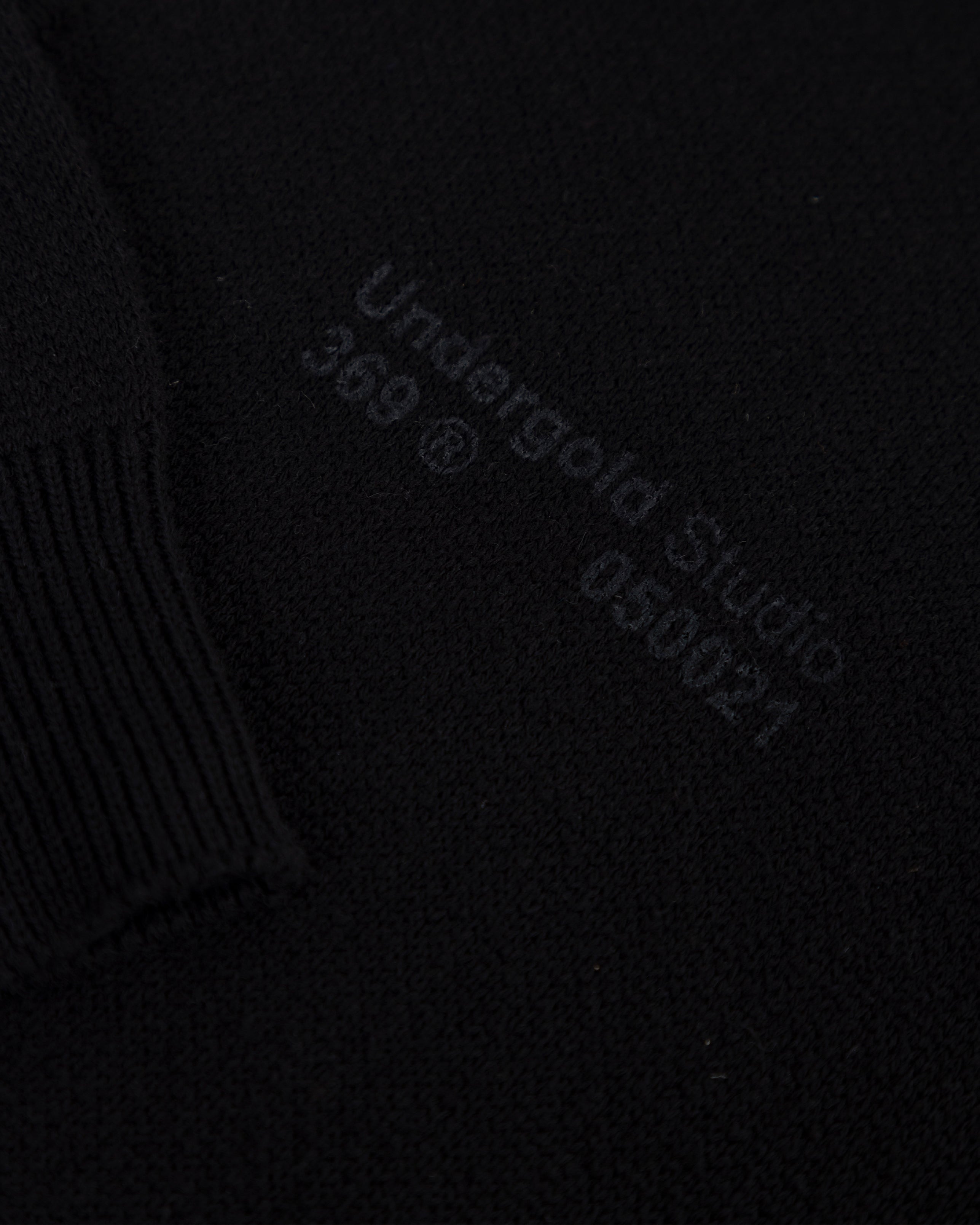 Line Knit Zip Up Long Sleeve Polo Shirt Black