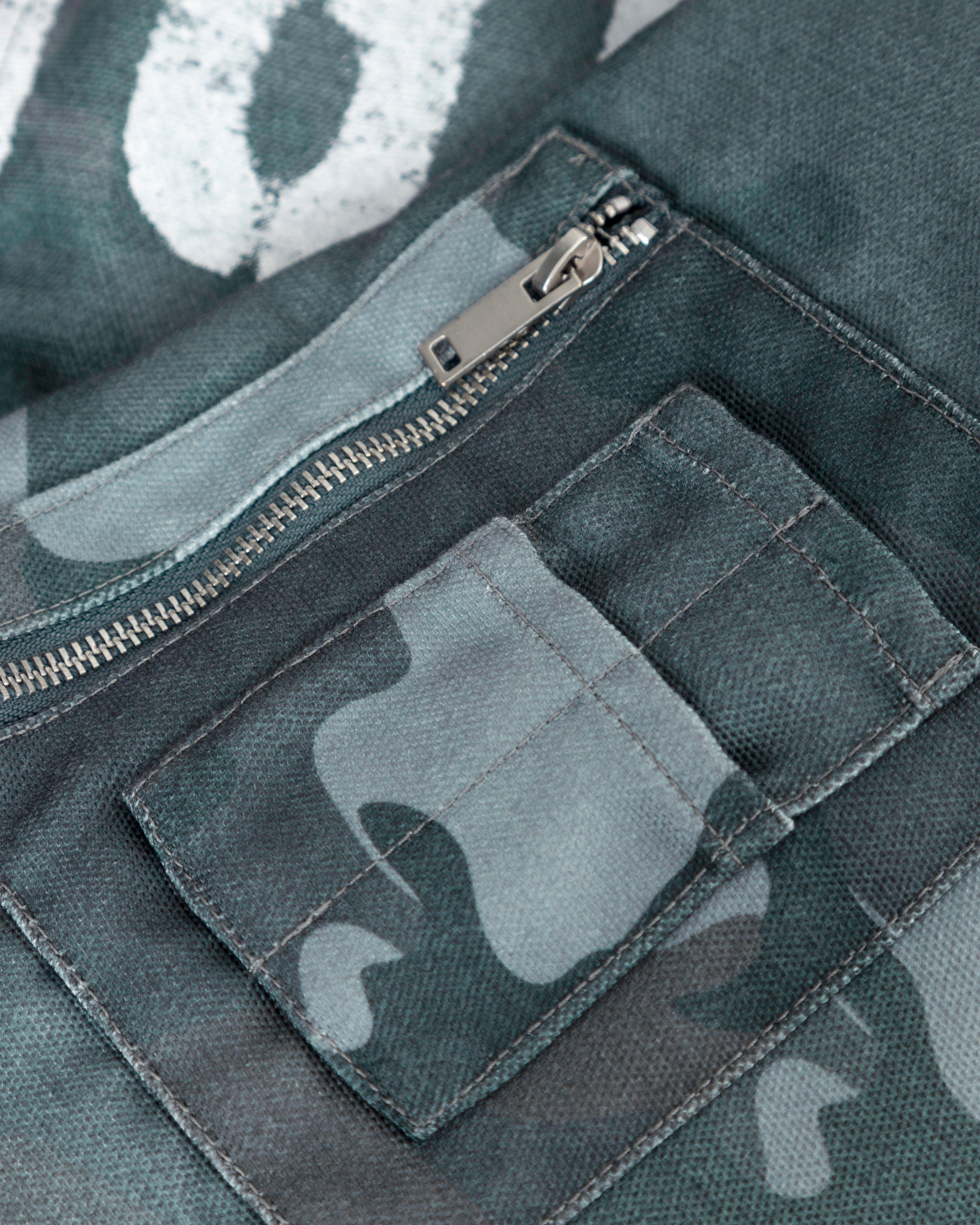 Holy Worn Logo Bomber Jacket Gray Camo