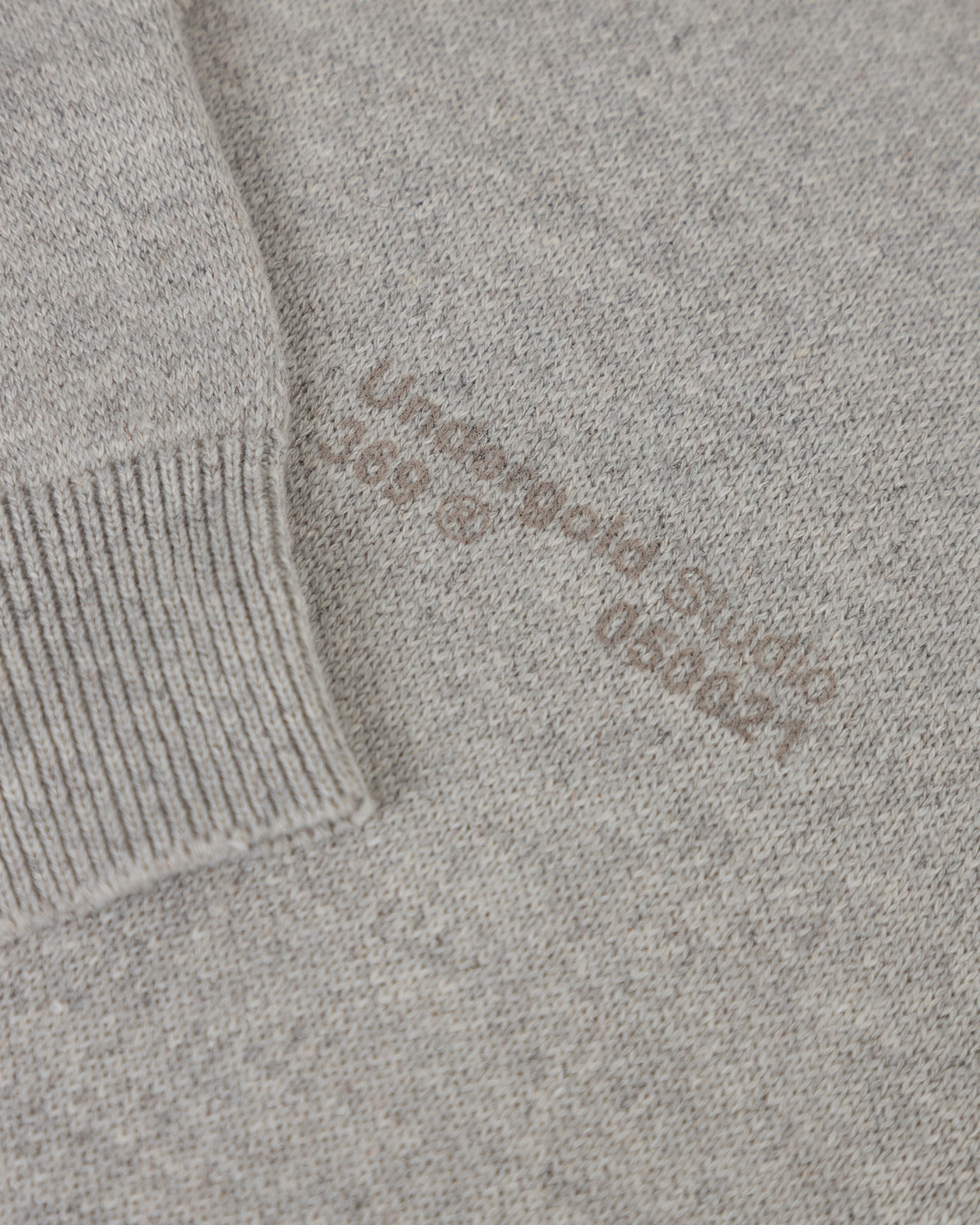 Line Knit Zip Up Long Sleeve Polo Shirt Seed Gray