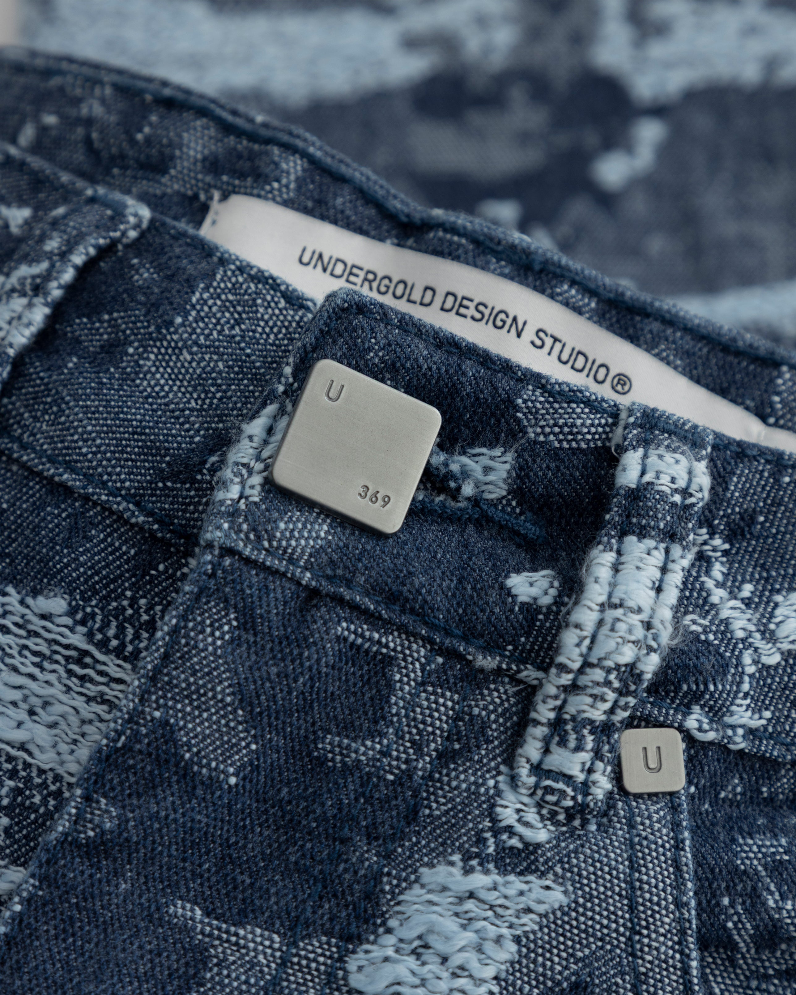 W Capsule Basic Jacquard Wide Jeans Cammo Blue