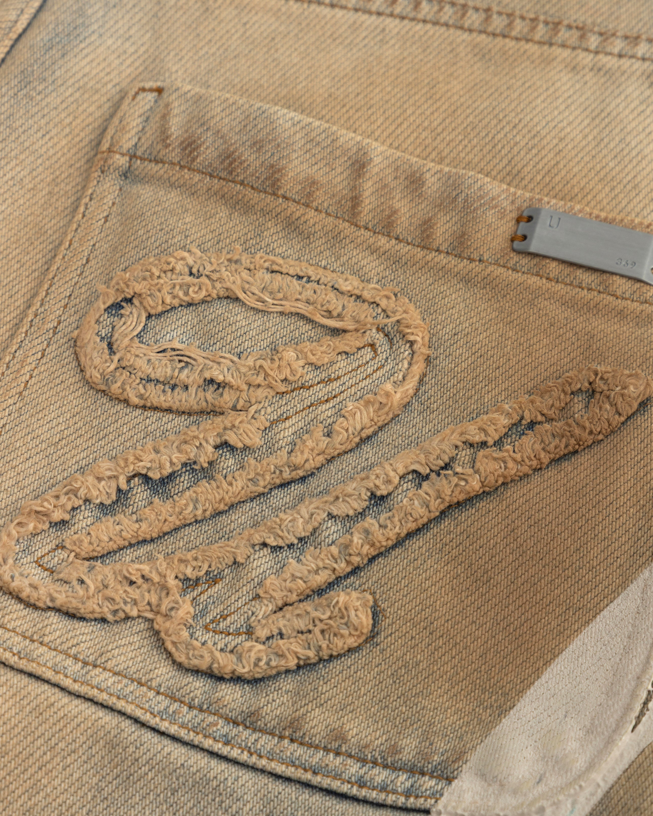 Holy State Stripe Denim Shorts Sand Blue