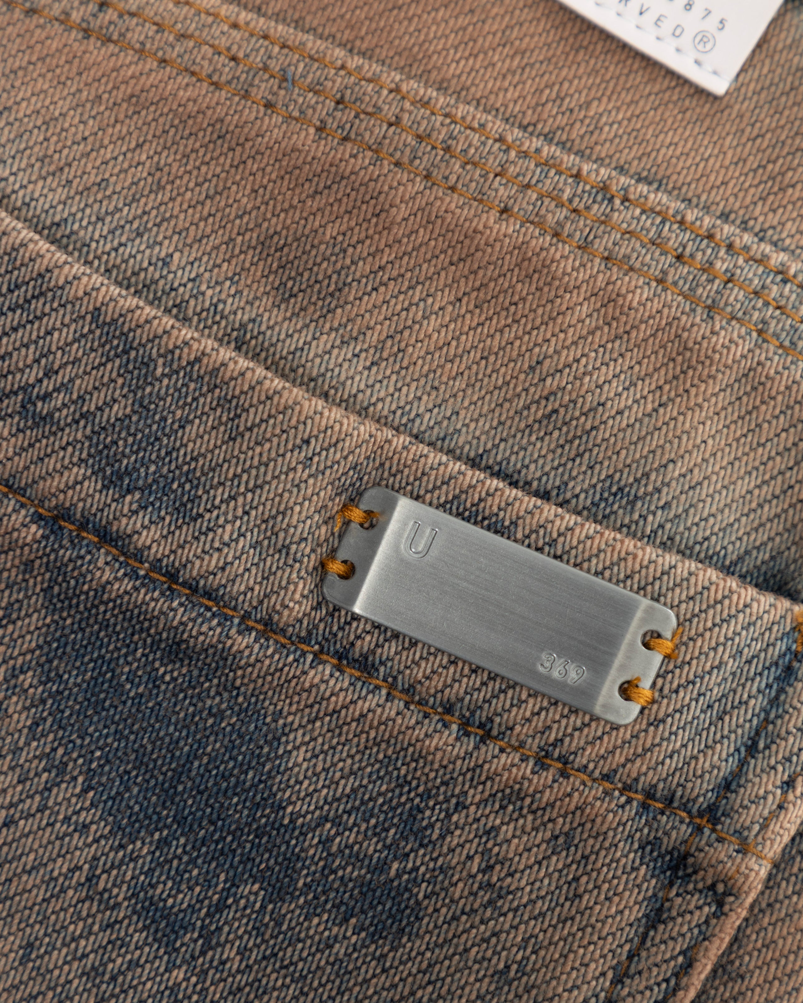 W 94' Riveted Painted Wide Jeans Gothic Blue