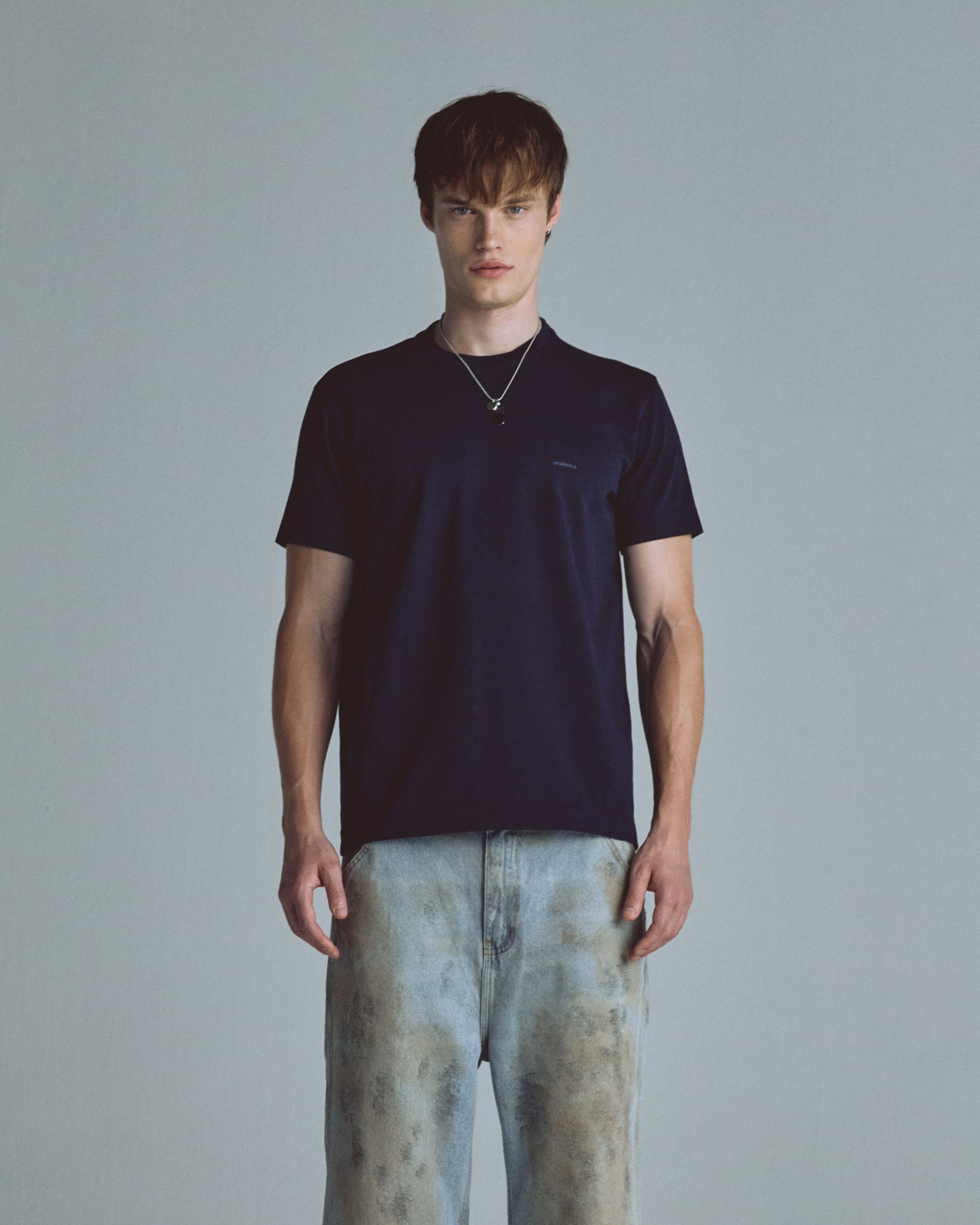 Basics Tiny Logo Regular Fit Tshirt Navy Blue