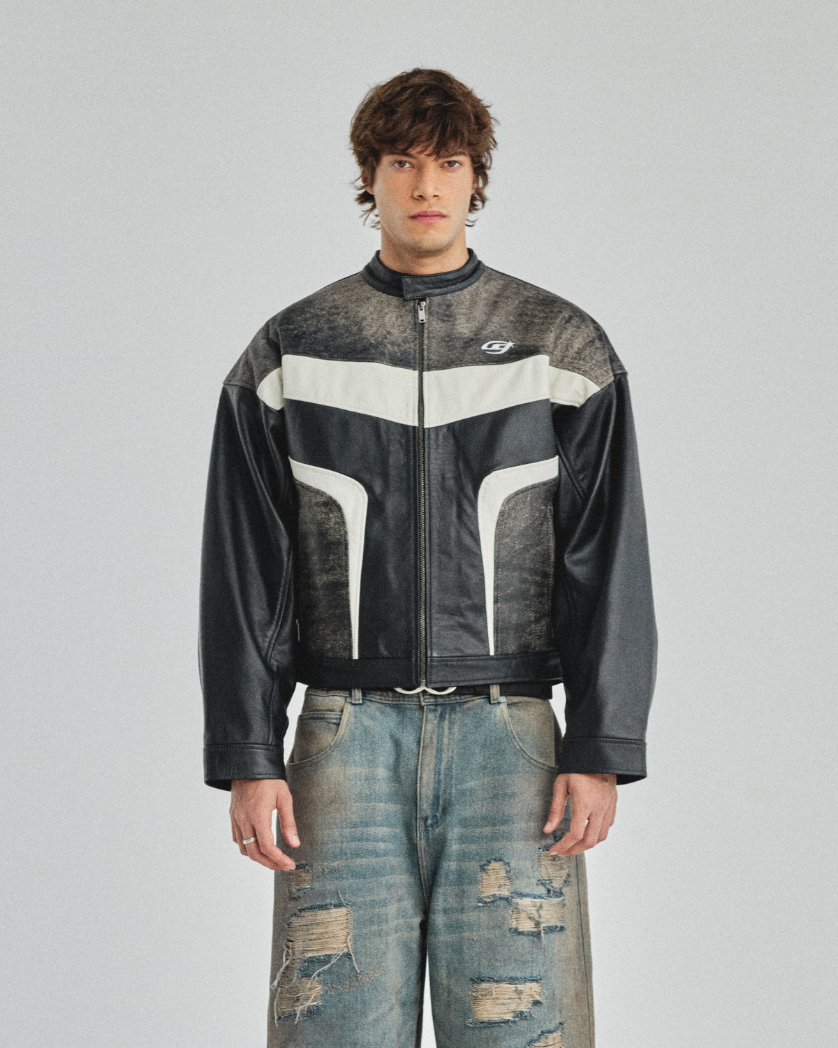 Pilgrimage Racer Biker Jacket Black / White
