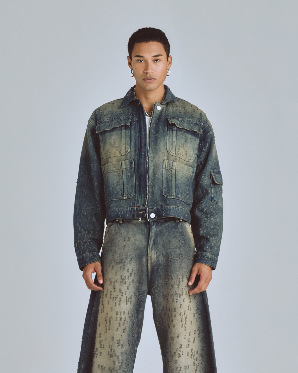 Agnus Dei Undrgld Ripped Jacket Dirty Blue