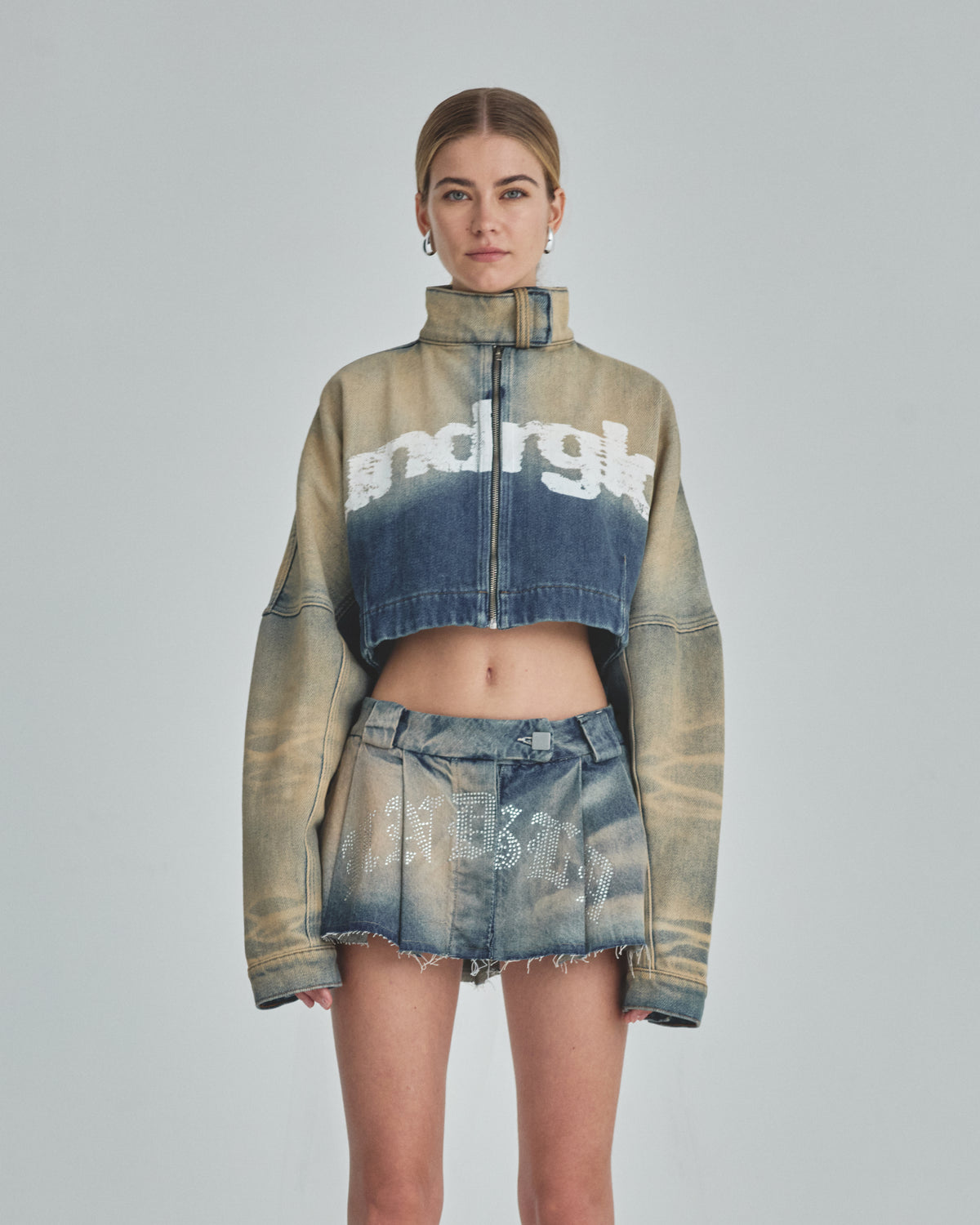 W Revelation UNDRGLD Cropped Zip Up Jacket Sand Blue