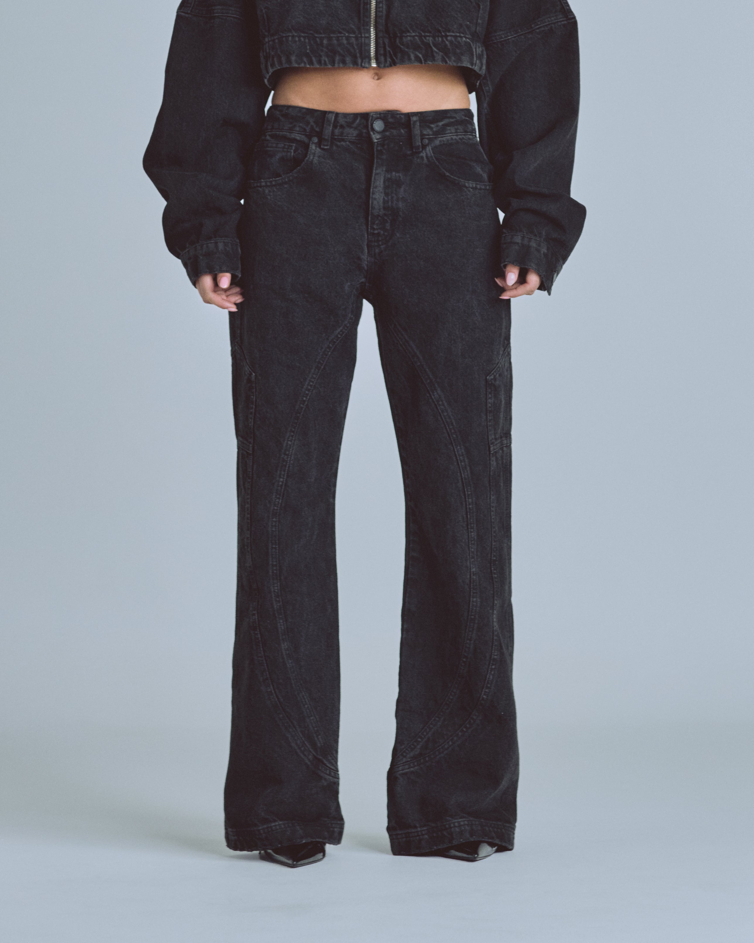 W Basics UNDERGOLD Panelled Wide Jeans Black
