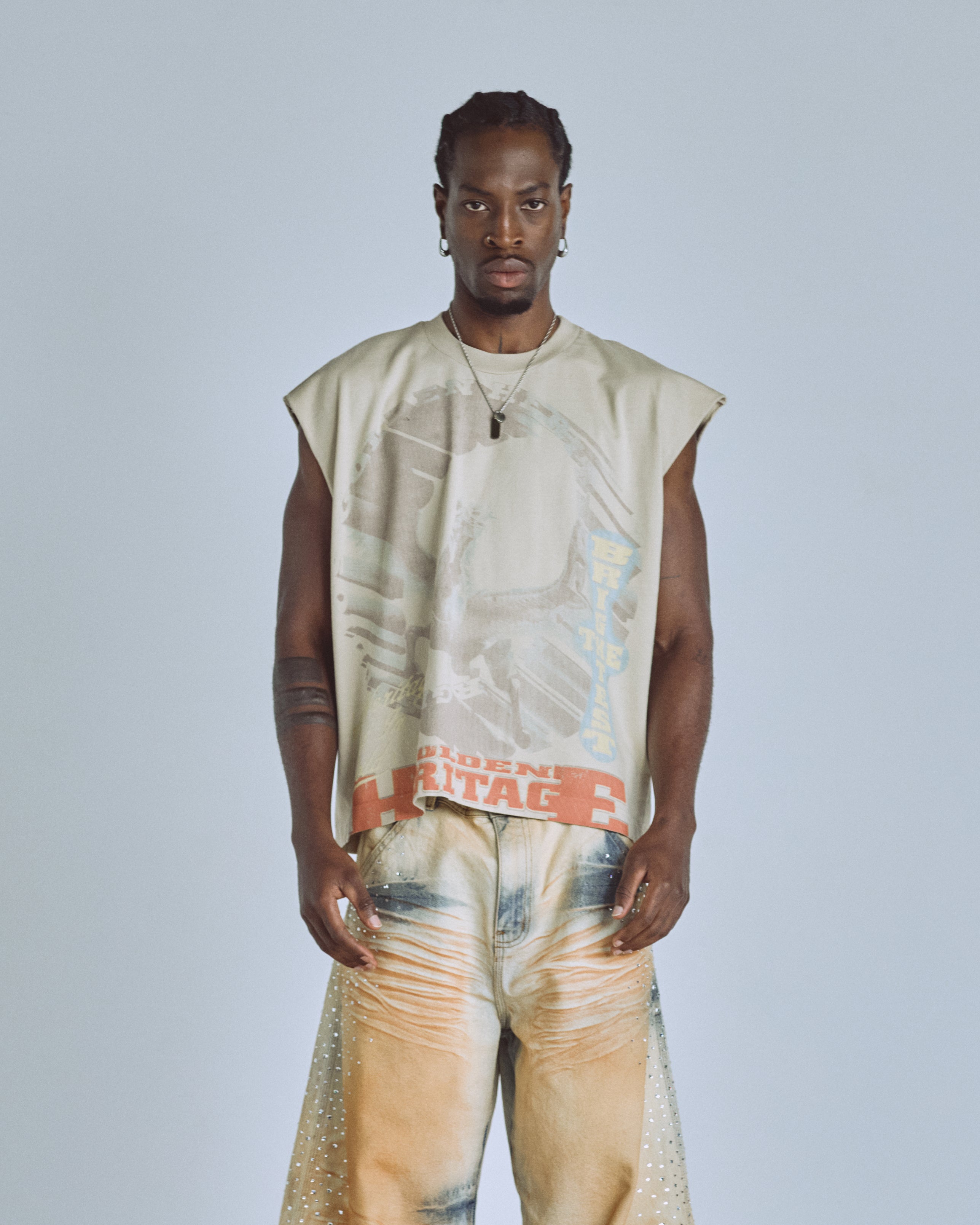 Golden Heritage Pegasus Sleeveless Tshirt Cream