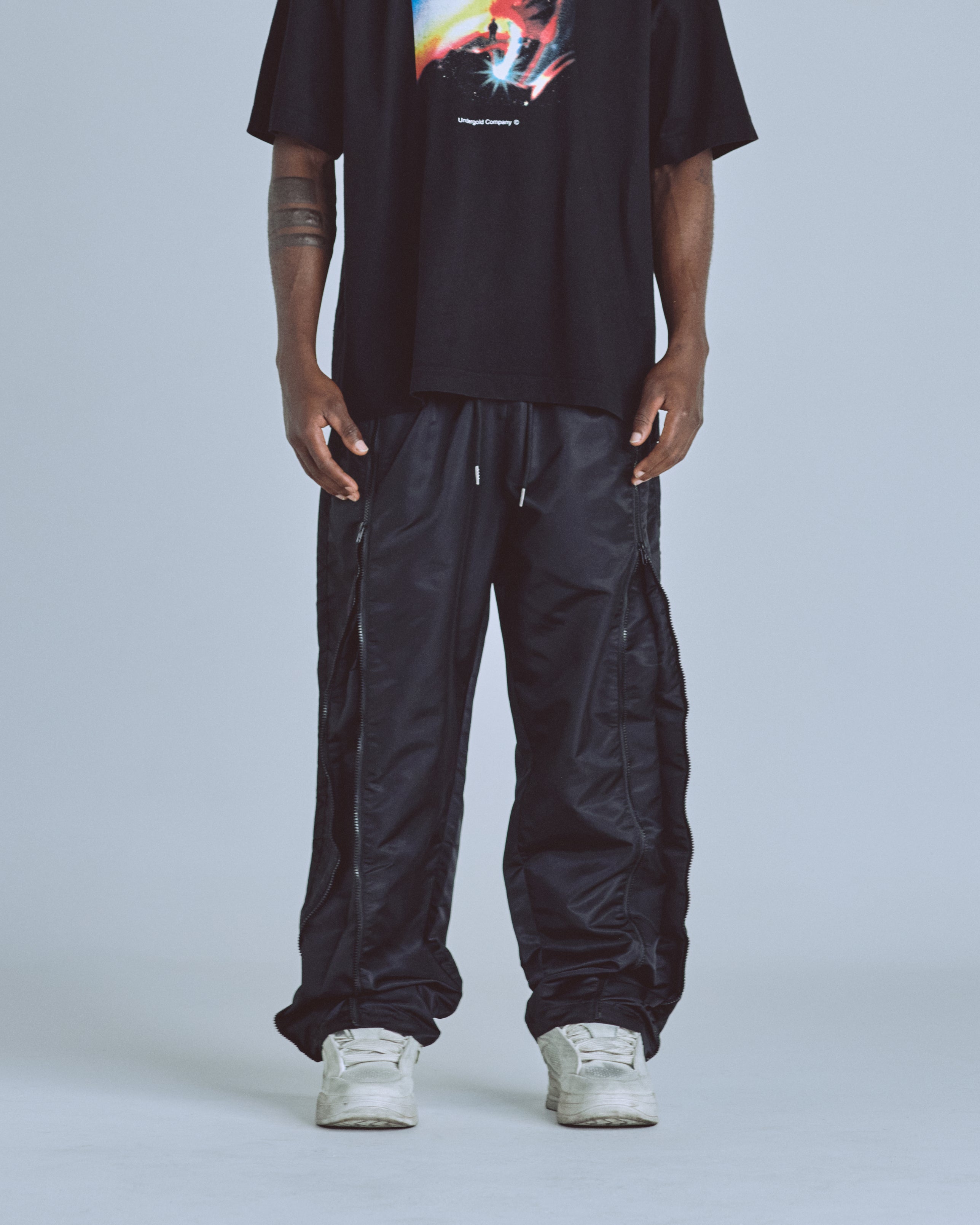 Basics Panelled Zip Up Cargo Pants Black