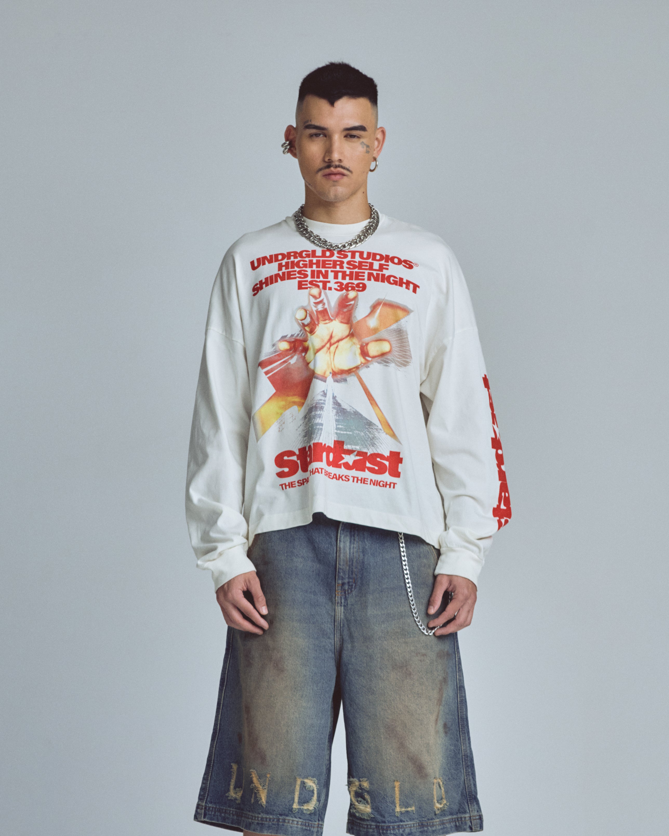 Stardust Rush Boxy Fit Long Sleeve Tshirt White