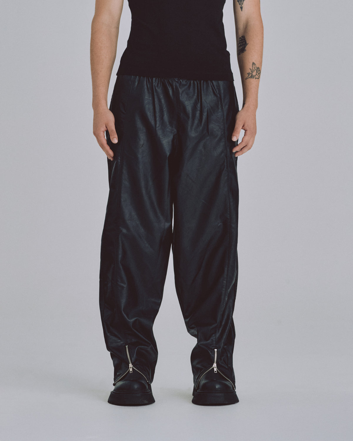 Basics Synthetic Straight Pants Black