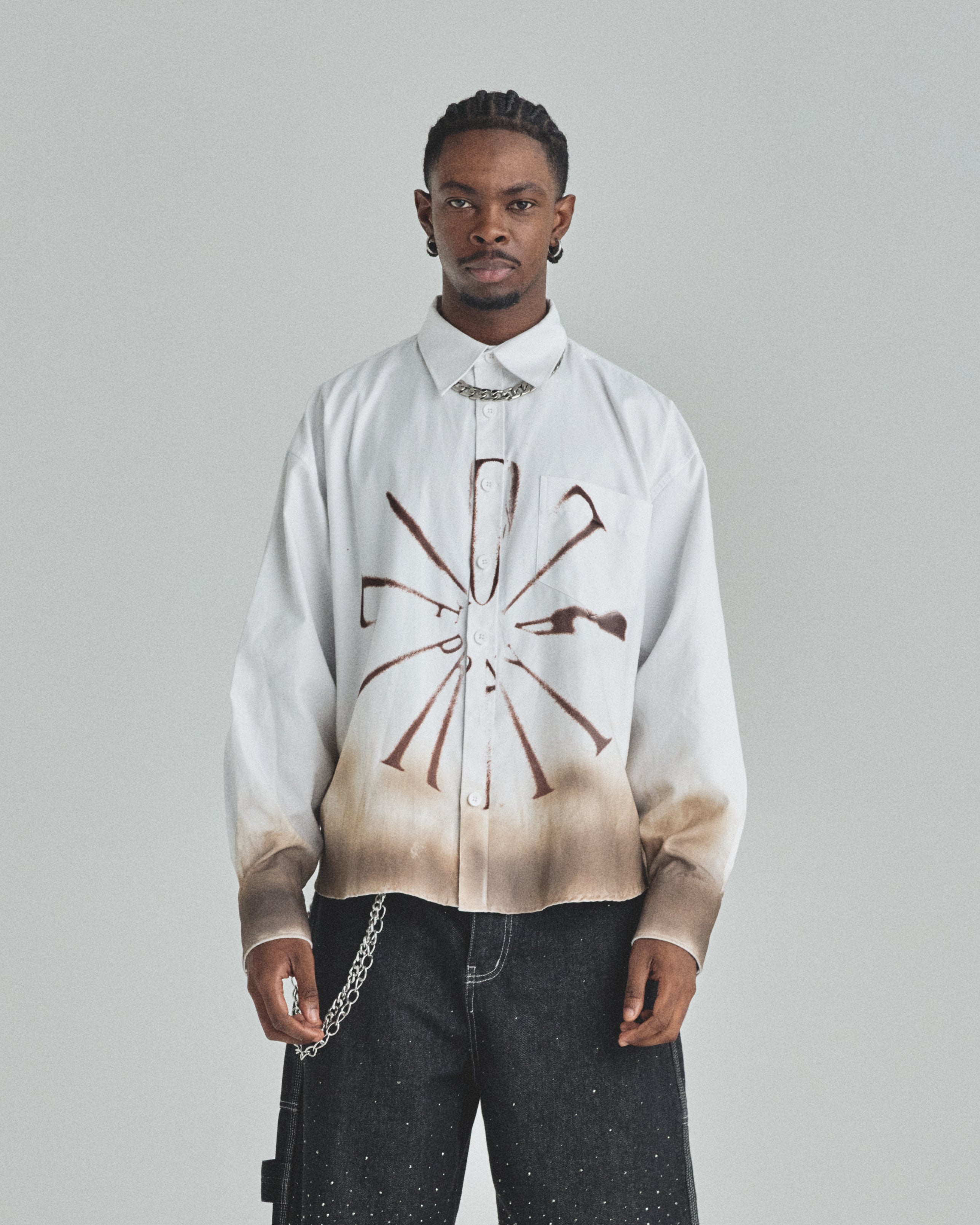 Spring Pray 4 Love Boxy Fit Long Sleeve Shirt Burnt White