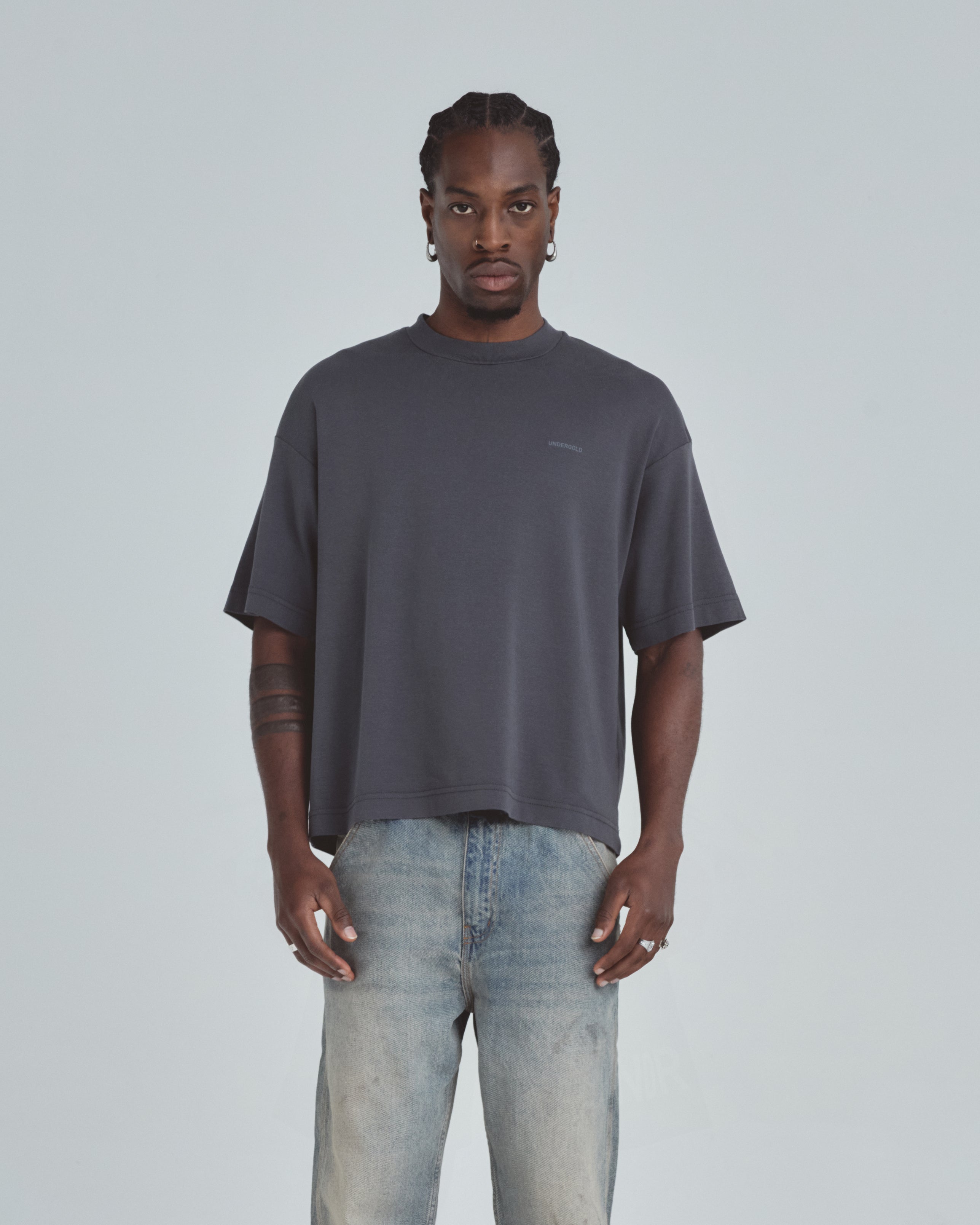 Line Basic Boxy Fit Tshirt Dark Gray