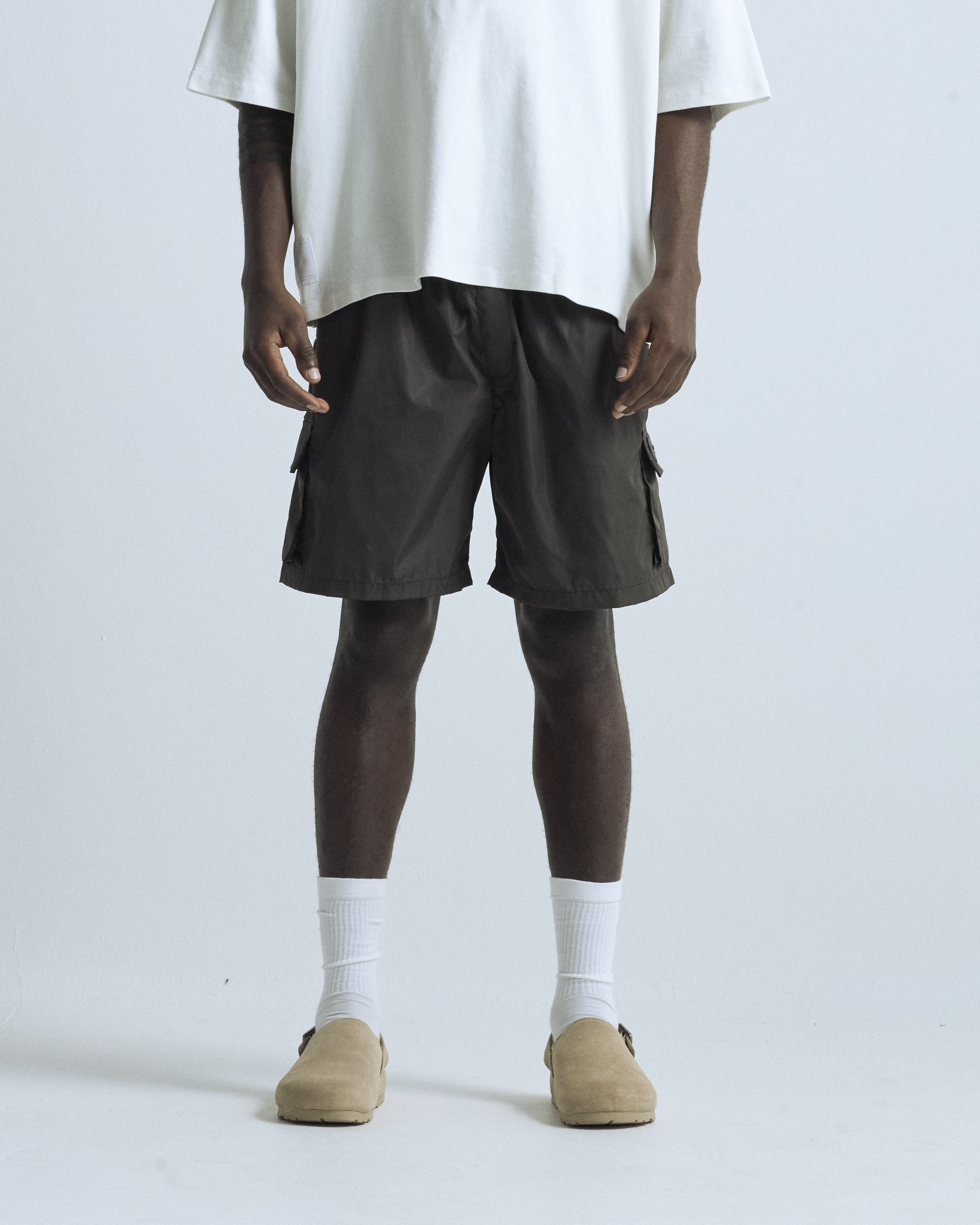 Basics Synthetic Cargo Short Brown