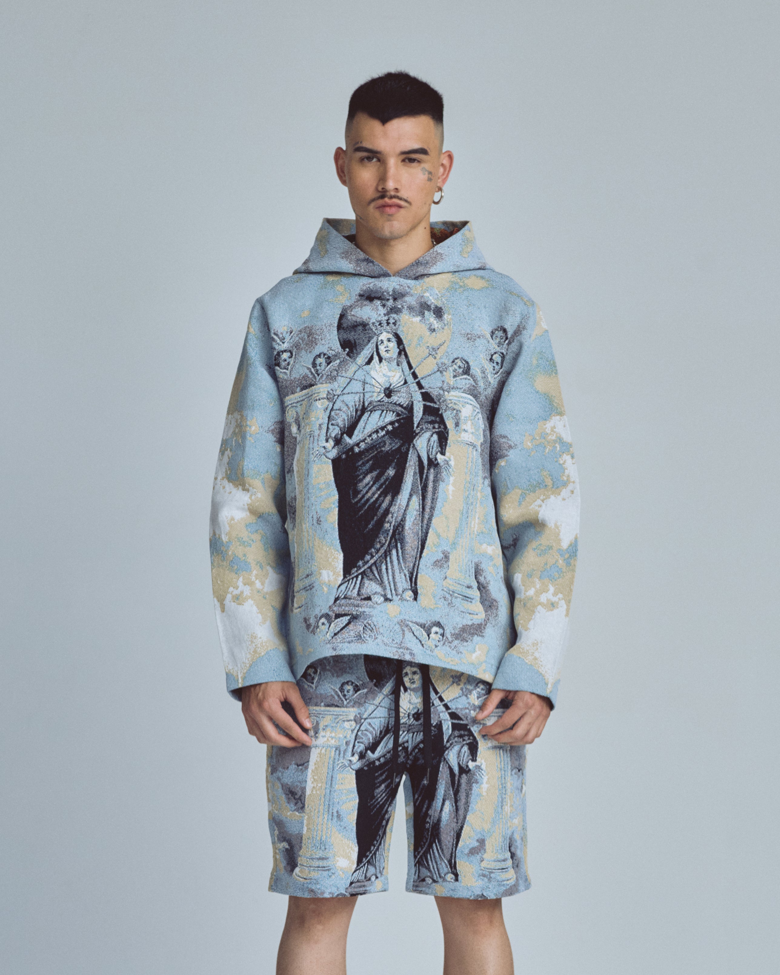 Santa Unión Holy Mary Hoodie Sky Pattern