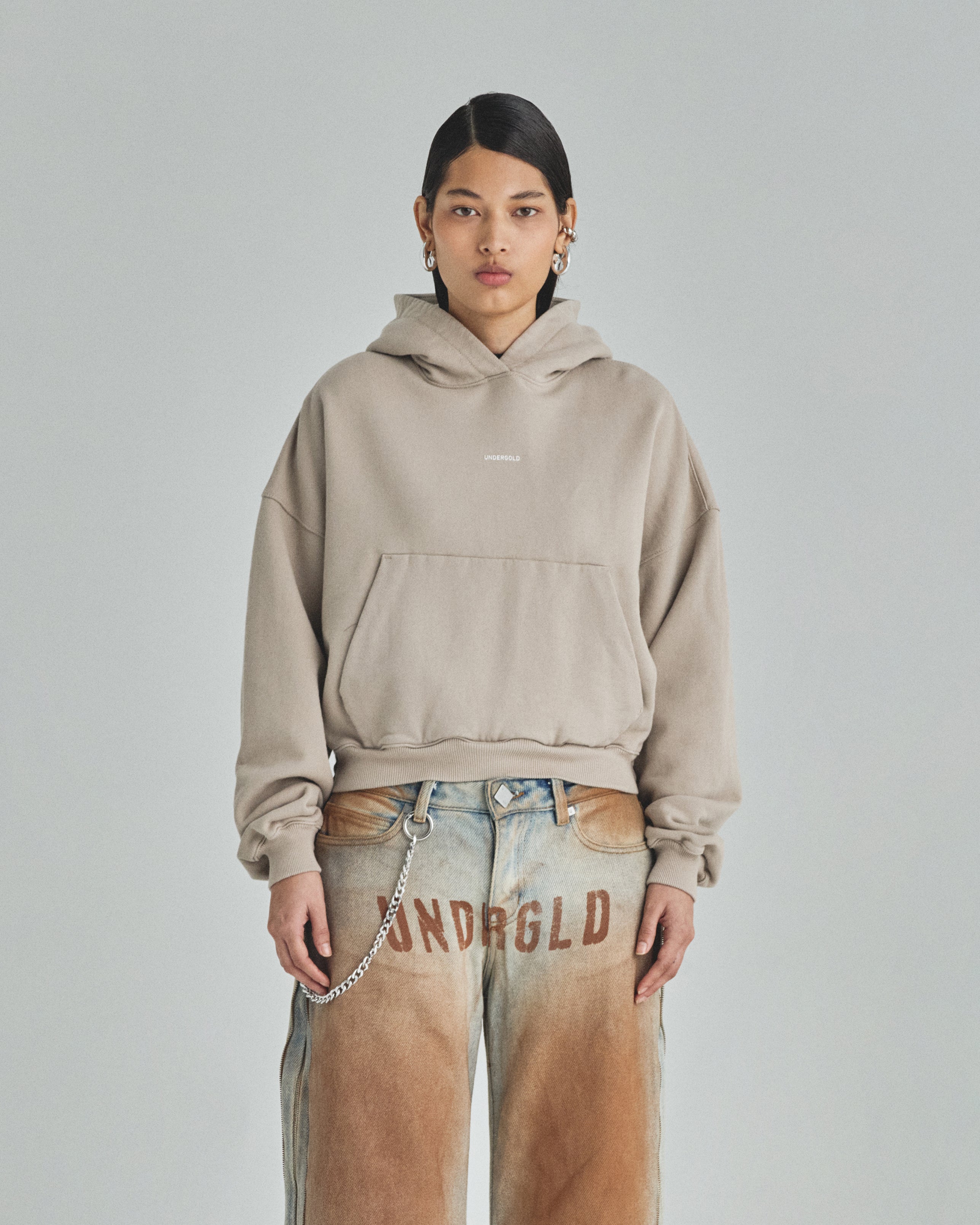 W Basics Undergold Boxy Fit Hoodie Cream