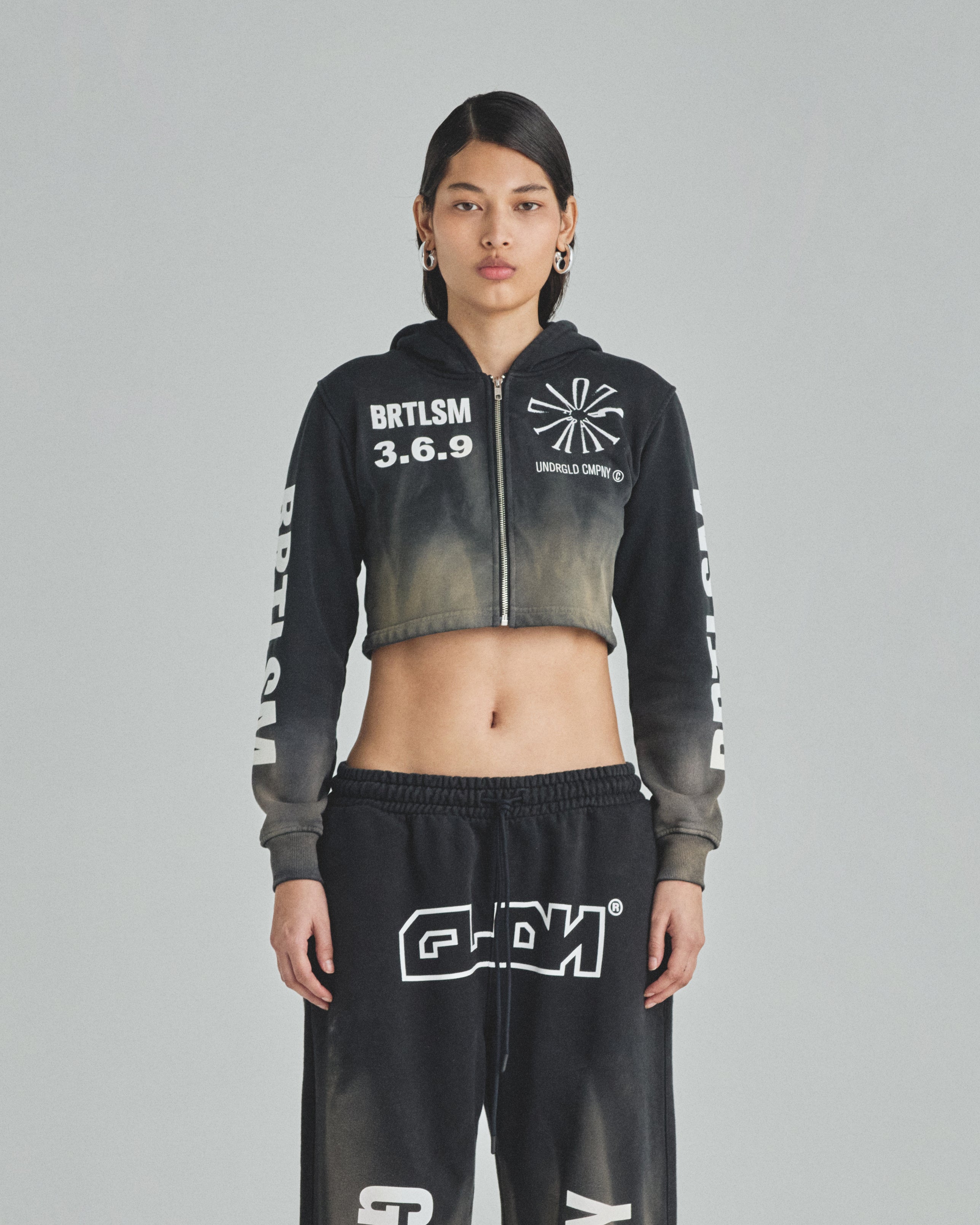 W Spring Pray 4 Love Zip Up Slim Fit Hoodie Sandblast Gray Flame