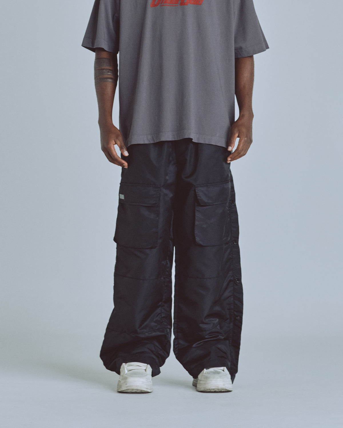 Basics Side Buttons Cargo Pants Black