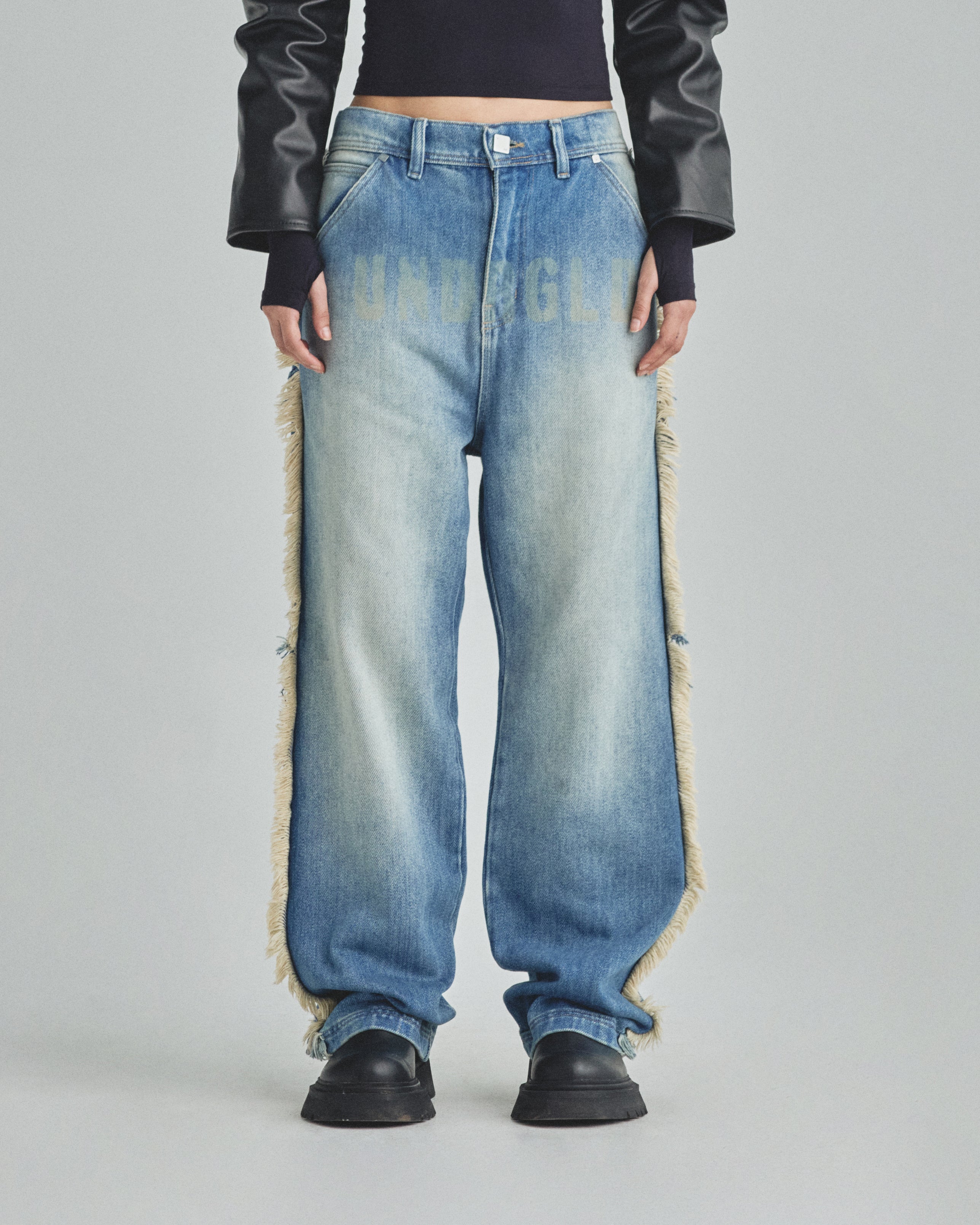 W Spring UNDRGLD Frayed Wide Jeans Blue