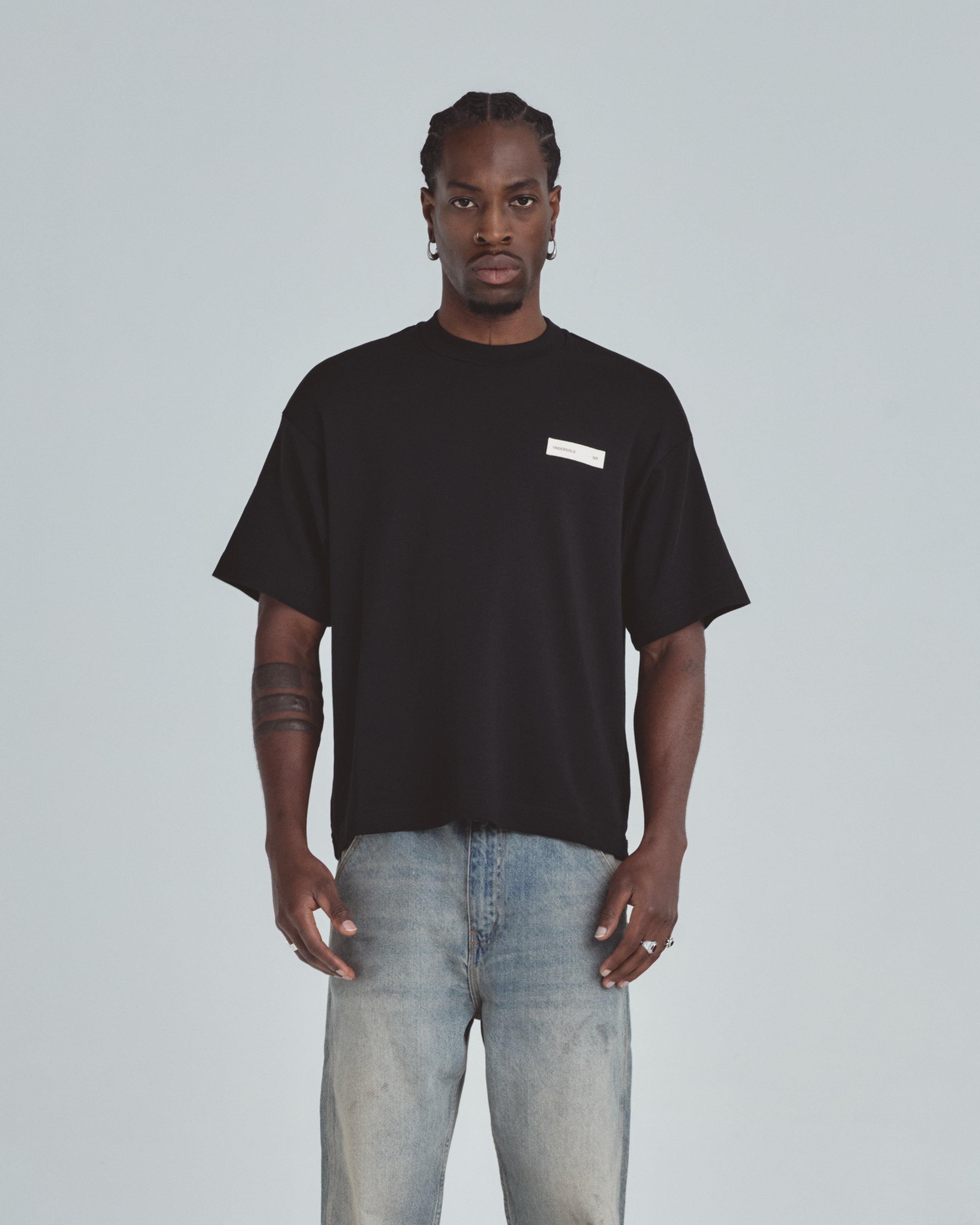 Line Basic Label Boxy Fit Tshirt Black