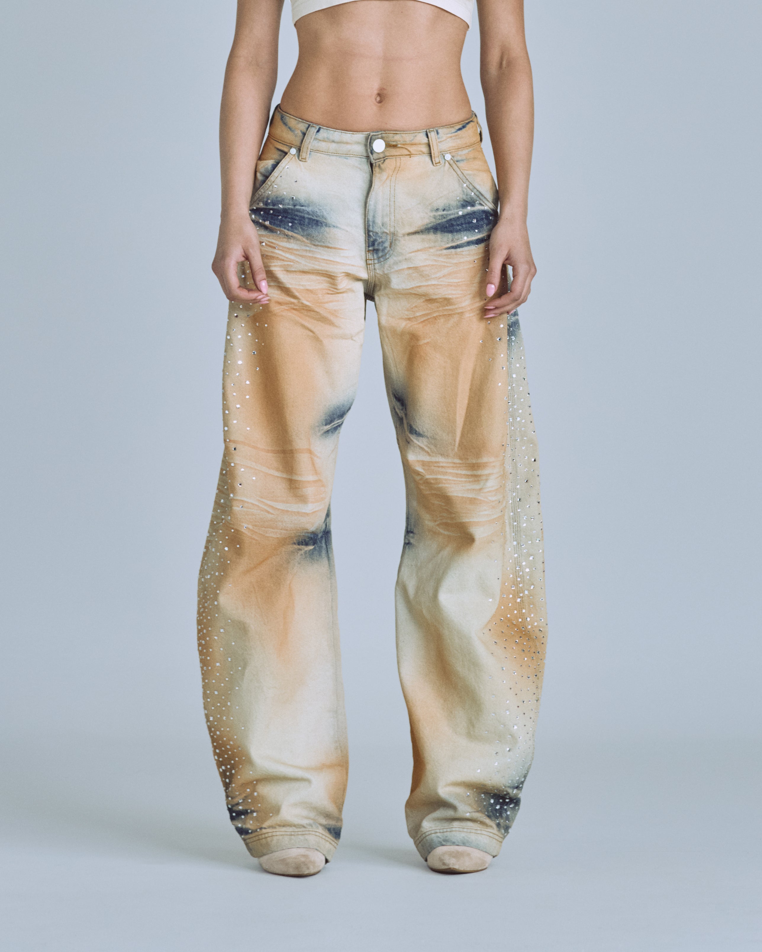 W Golden Heritage Pearled Barrel Jeans Oasis Blue