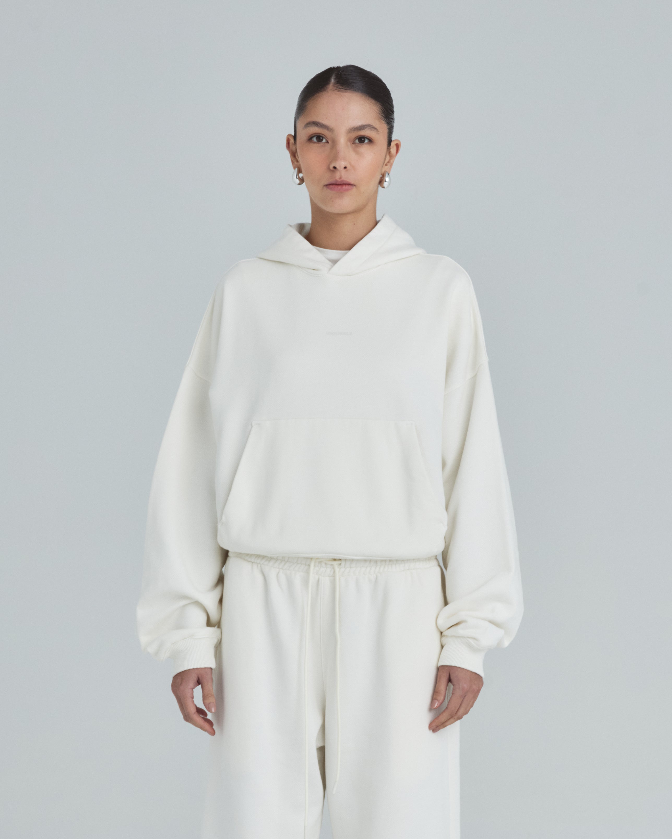 W Line Basic Boxy Fit Hoodie White