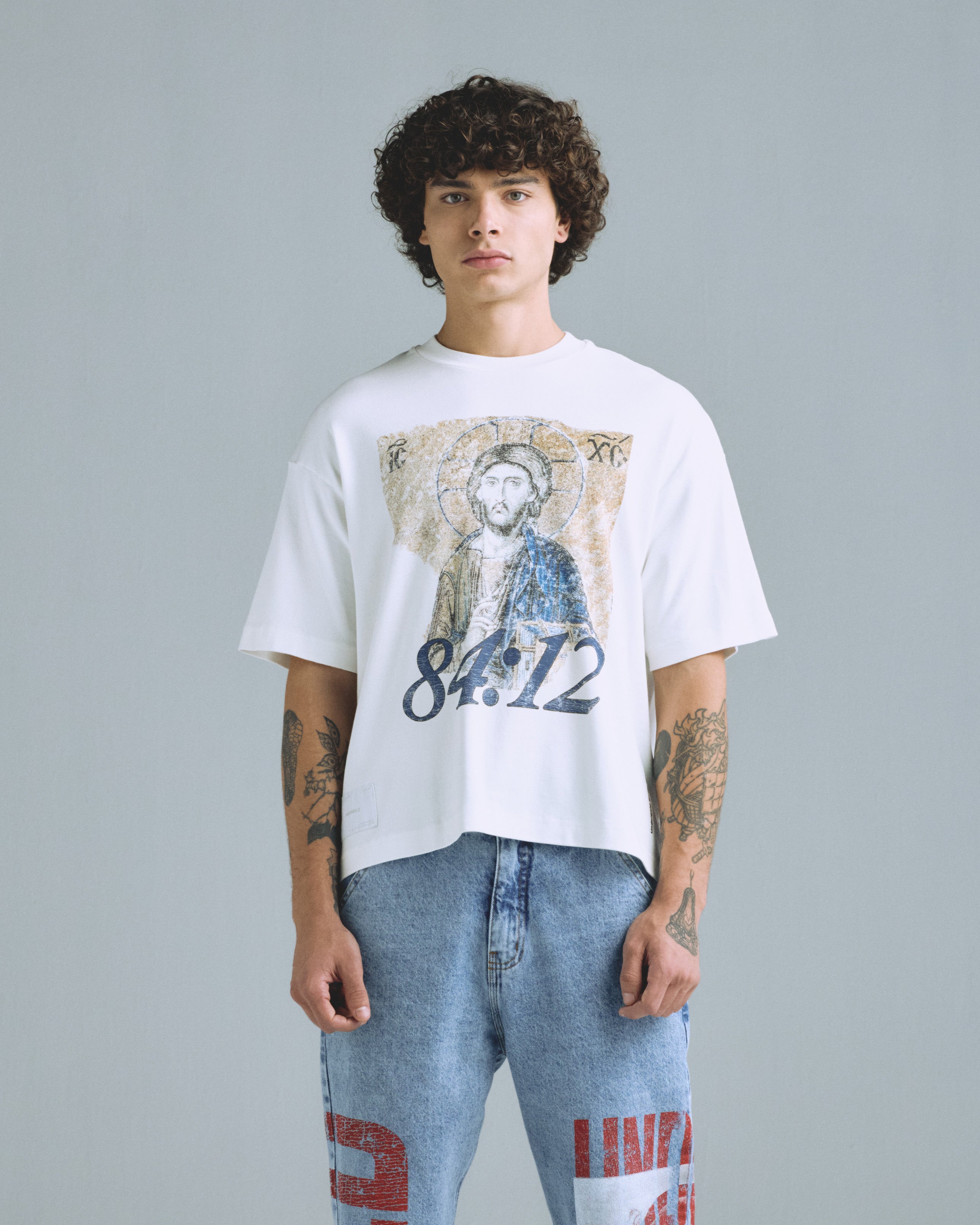 Gratia Plena Pantocrator Boxy Fit Tshirt White